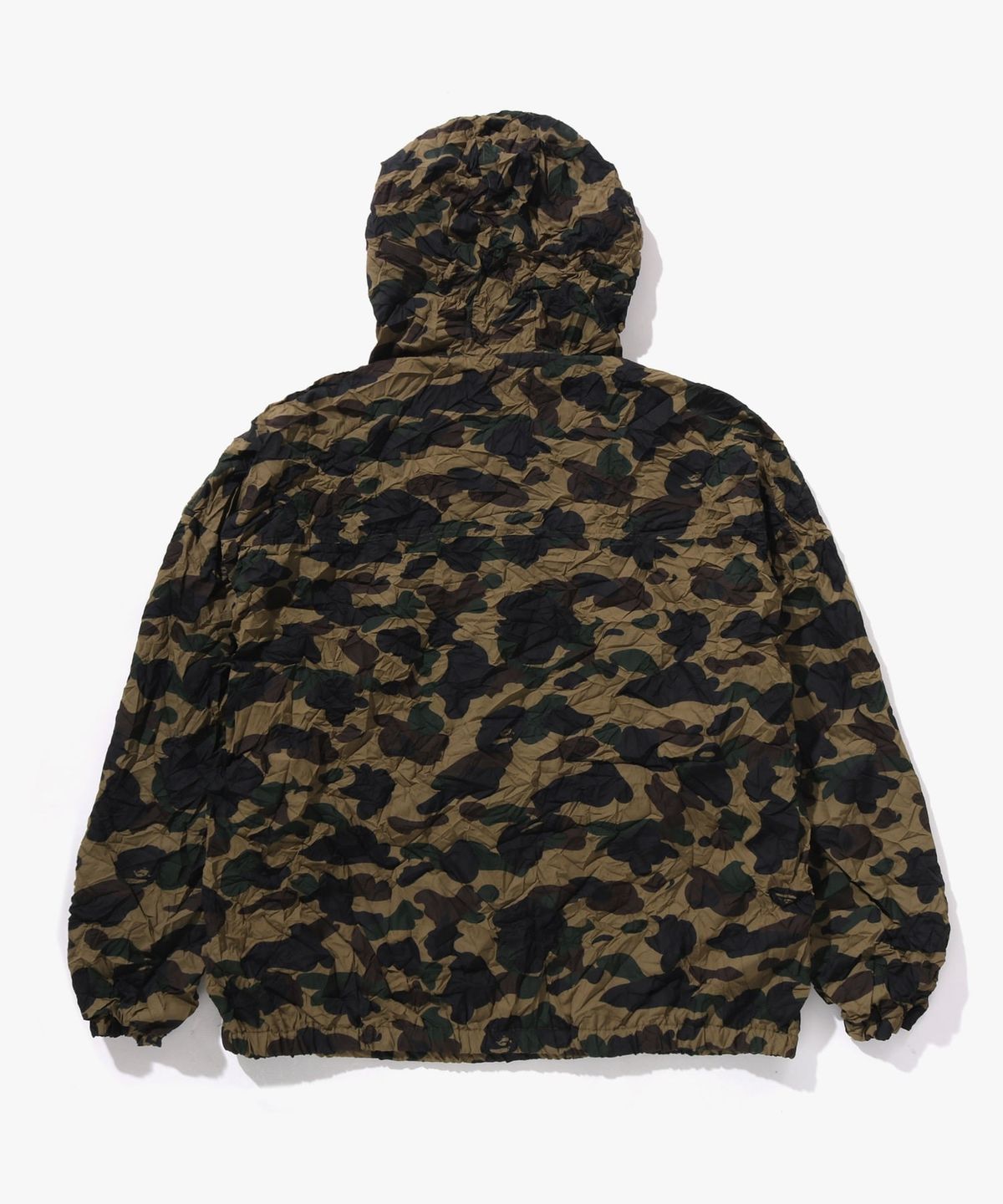 베이프(BAPE) 크링클 이펙트 퍼스트 카모 하프 집 후드 GREEN