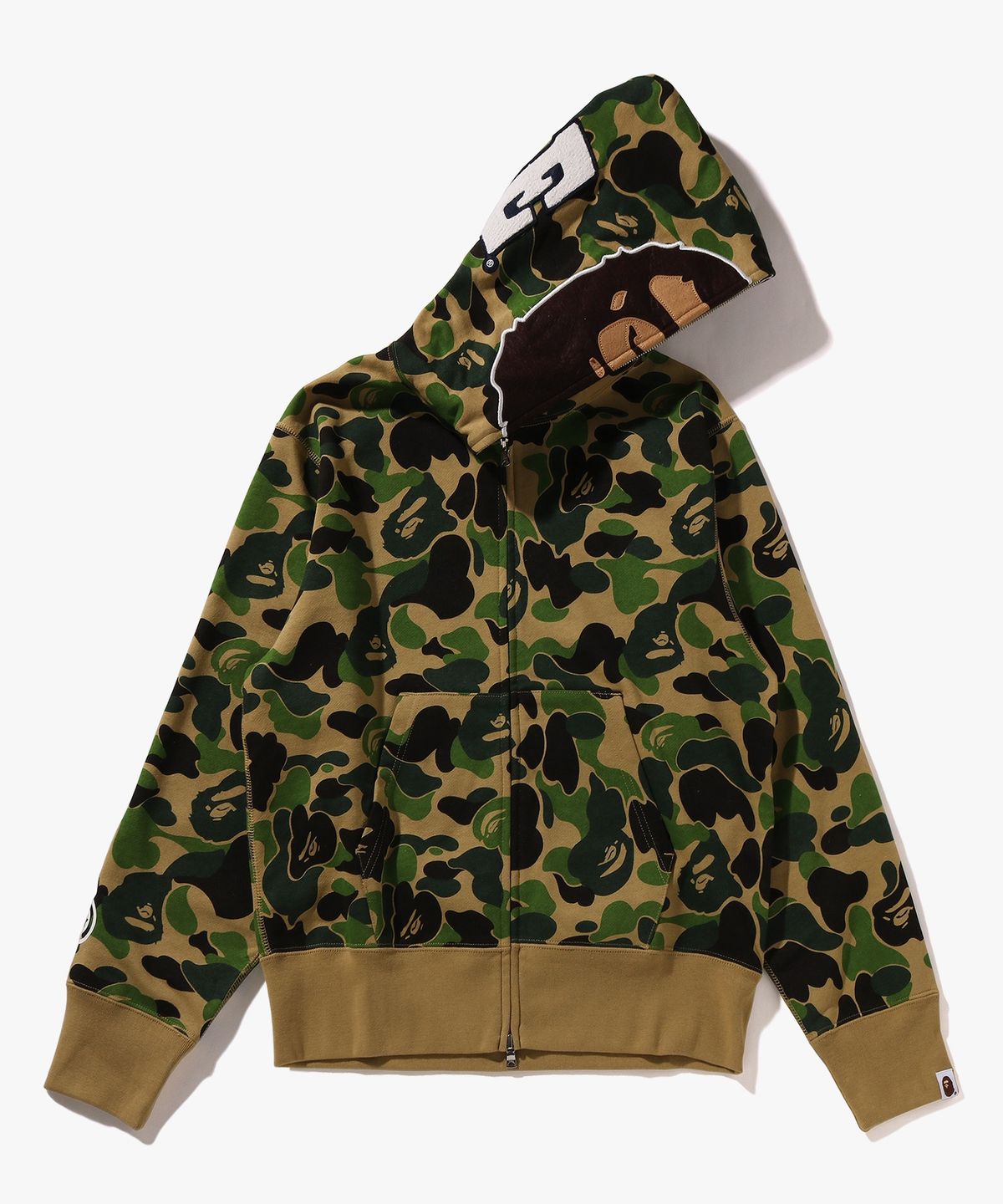 베이프(BAPE) ABC 카모 세컨드 에이프 풀 집 후드(W) GREEN
