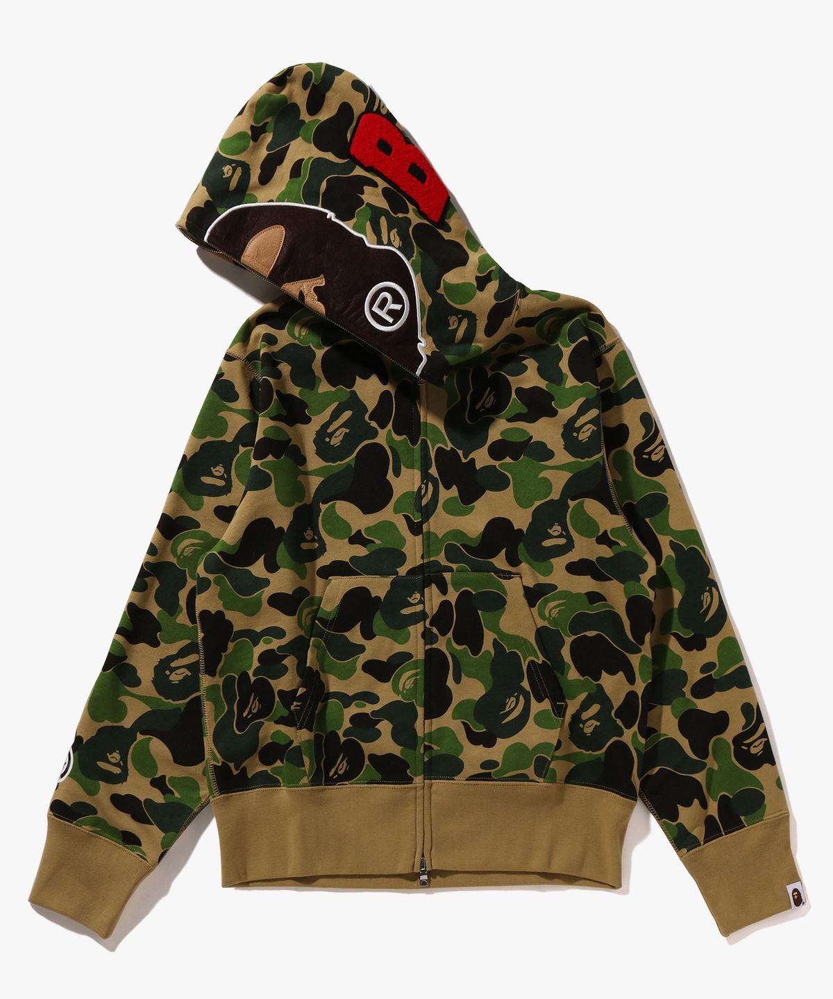 베이프(BAPE) ABC 카모 세컨드 에이프 풀 집 후드(W) GREEN