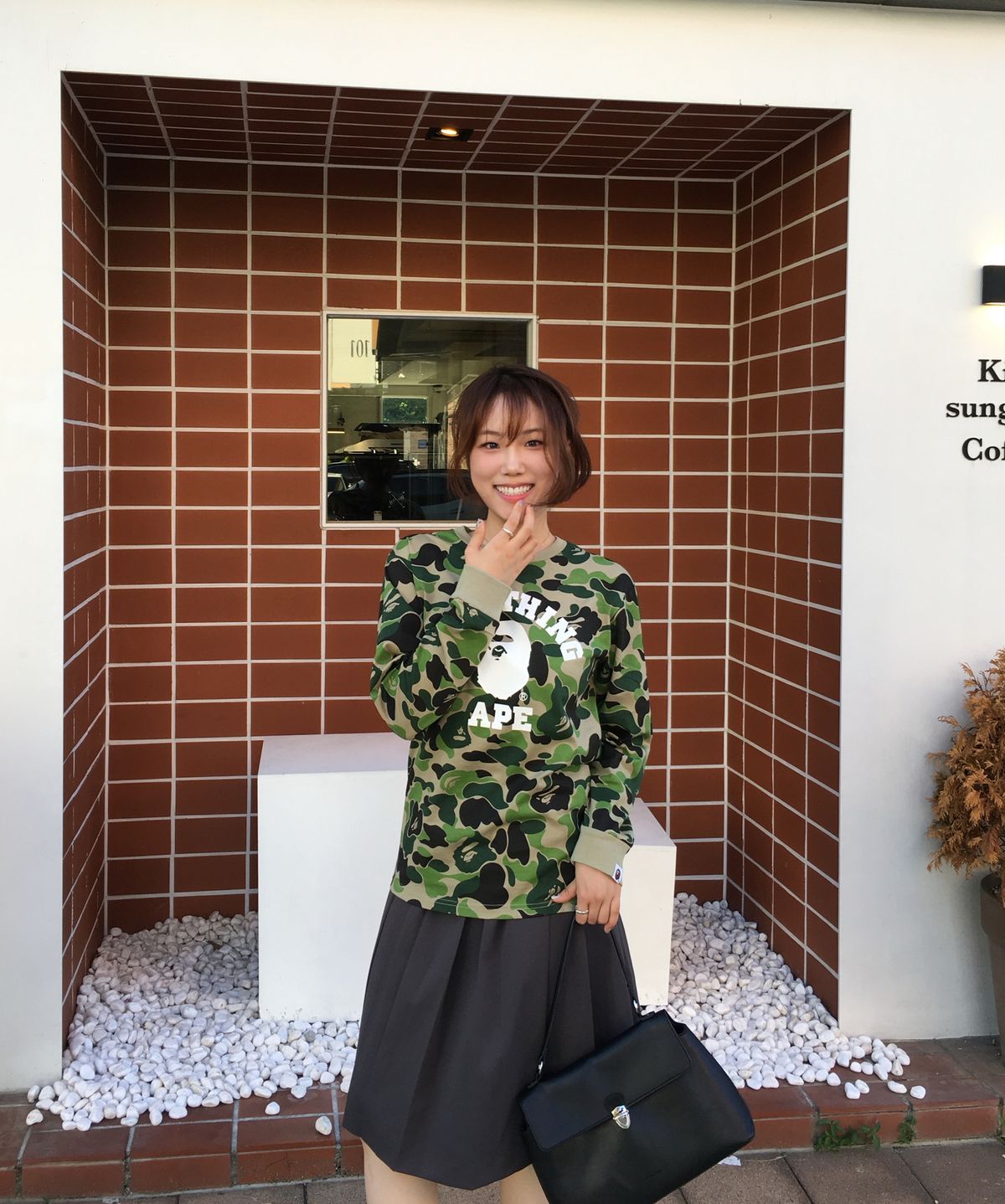 베이프(BAPE) ABC 카모 콜리지 롱슬리브 티셔츠(M) GREEN