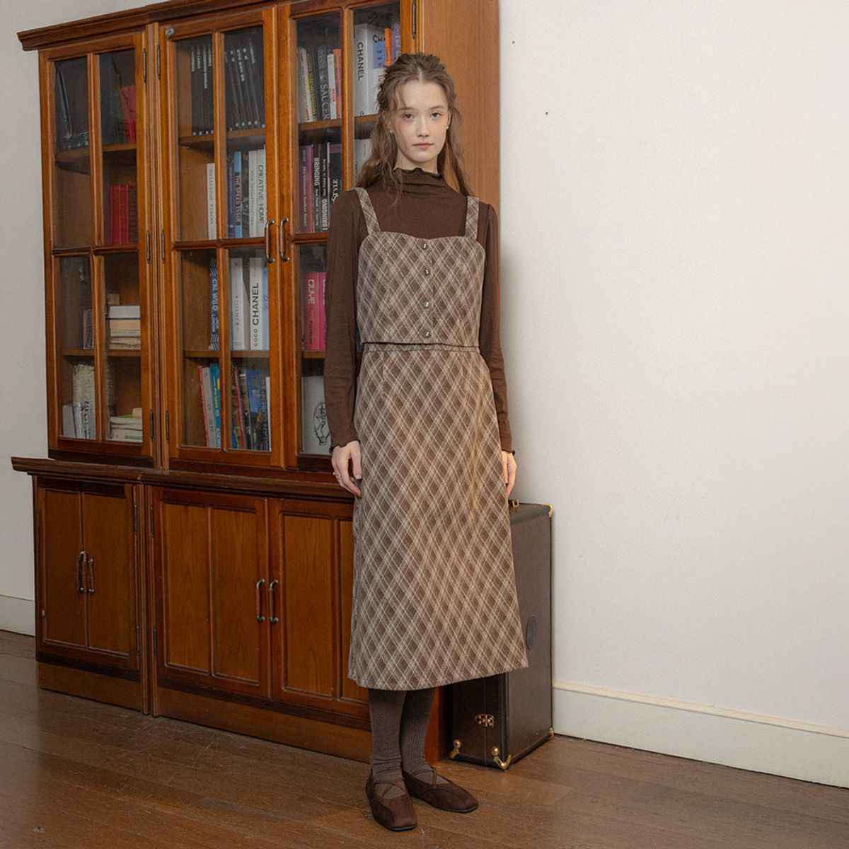 프라우드 마리(PROUD MARY) PM_Prismatic knit three-piece top and skirt set_BROWN