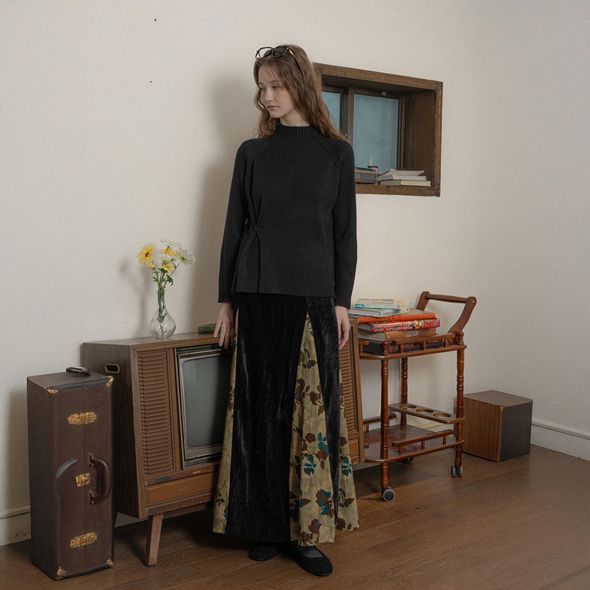 프라우드 마리(PROUD MARY) PM_Splicing fallen leaf skirt_BLACK
