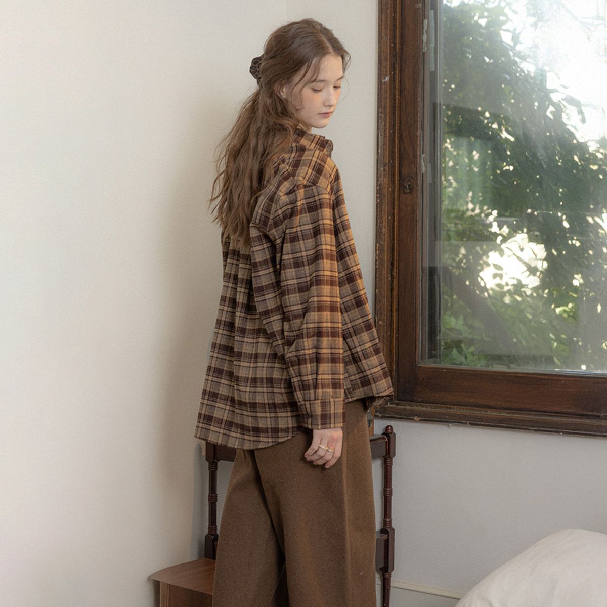프라우드 마리(PROUD MARY) PM_Check colorblock shirt_BROWN