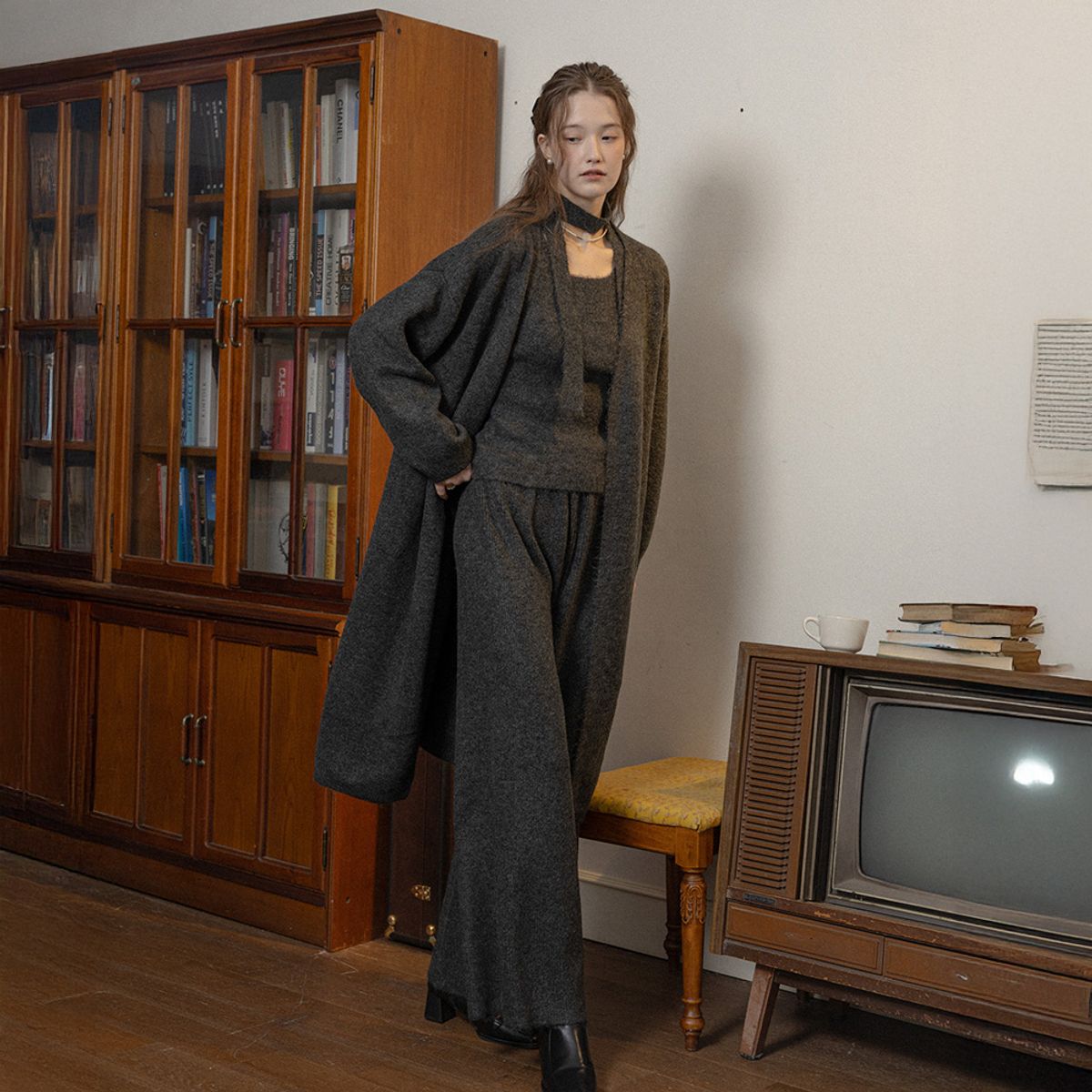 프라우드 마리(PROUD MARY) PM_Winter loose knit coat_CHARCOAL
