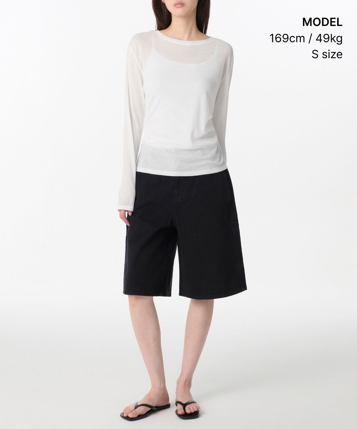 무신사 스탠다드 우먼(MUSINSA STANDARD WOMAN) 우먼즈 린넨 라이크 긴소매 니트 티셔츠 [화이트]