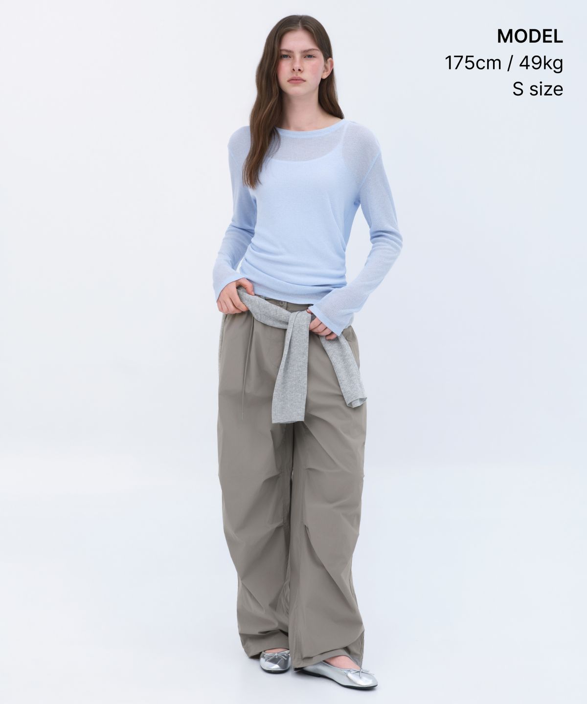 무신사 스탠다드 우먼(MUSINSA STANDARD WOMAN) 우먼즈 린넨 라이크 긴소매 니트 티셔츠 [스카이 블루]