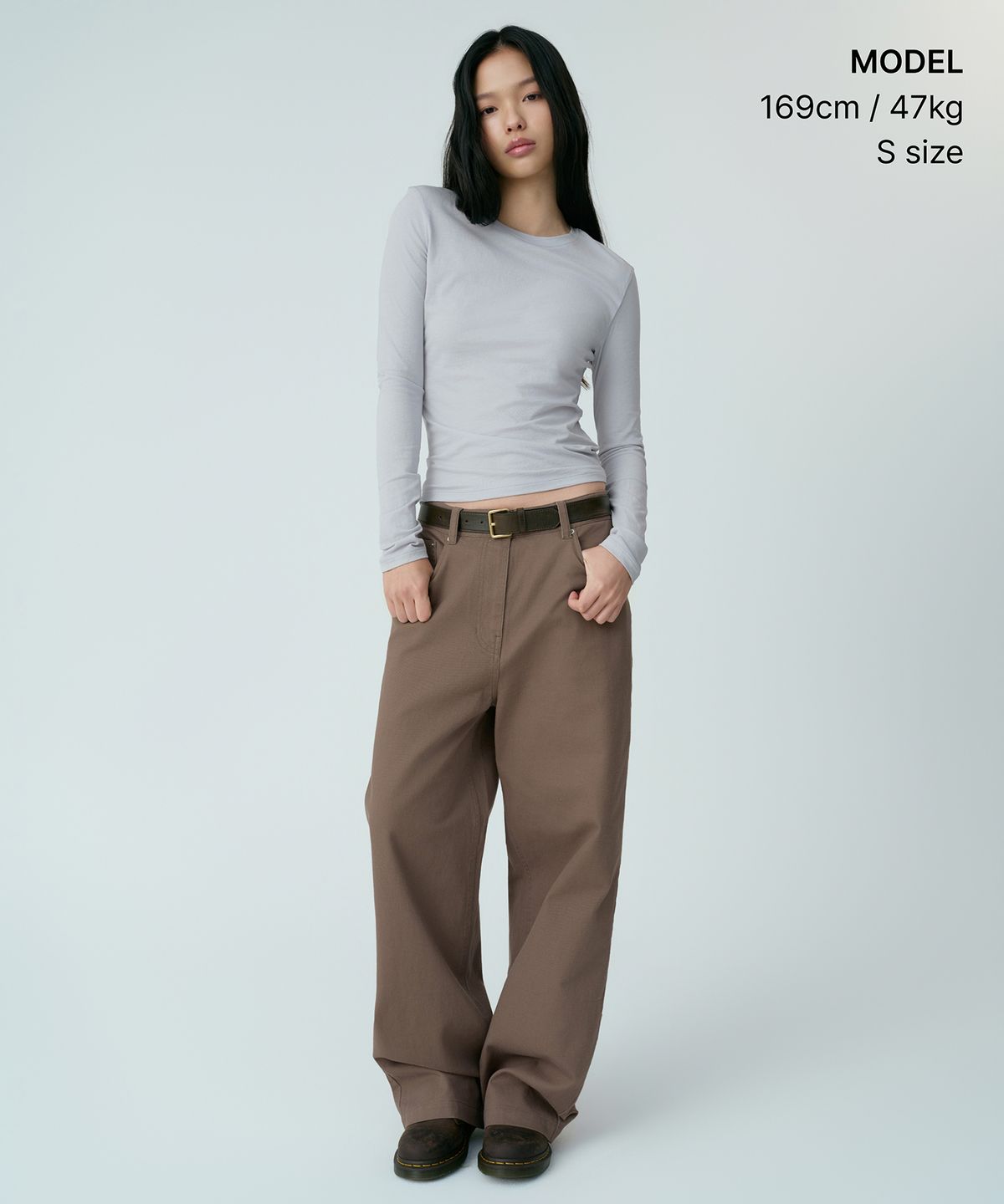 무신사 스탠다드 우먼(MUSINSA STANDARD WOMAN) 우먼즈 시어 슬림 긴소매 티셔츠 [블루 그레이]