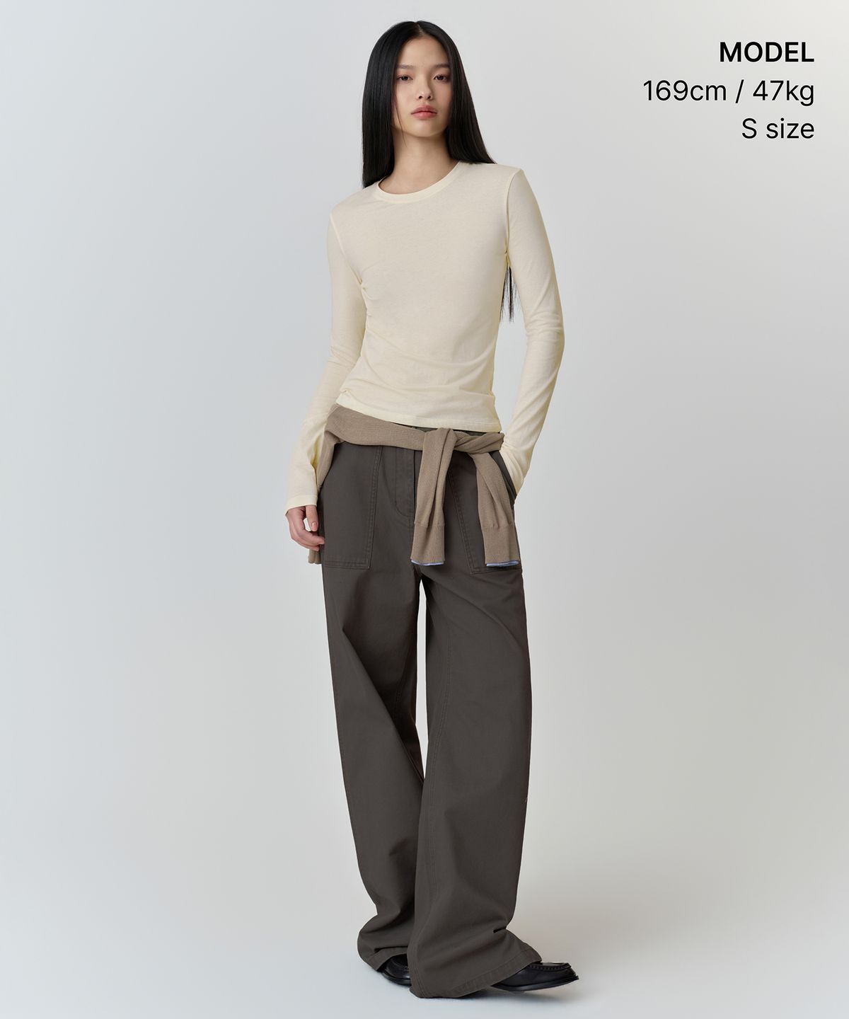 무신사 스탠다드 우먼(MUSINSA STANDARD WOMAN) 우먼즈 시어 슬림 긴소매 티셔츠 [버터 크림]
