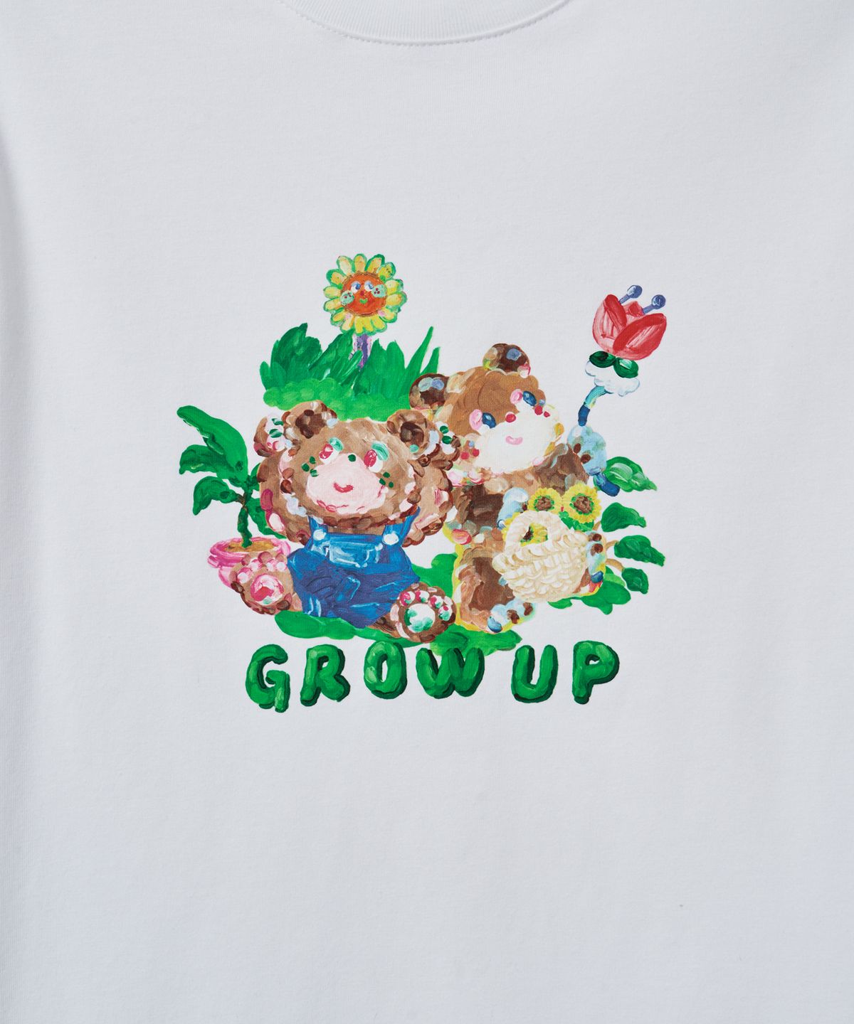 무신사 스탠다드 키즈(MUSINSA STANDARD KIDS) [슬로코스터 컬래버] 가드너스 립 커프스 긴소매 티셔츠 [화이트]