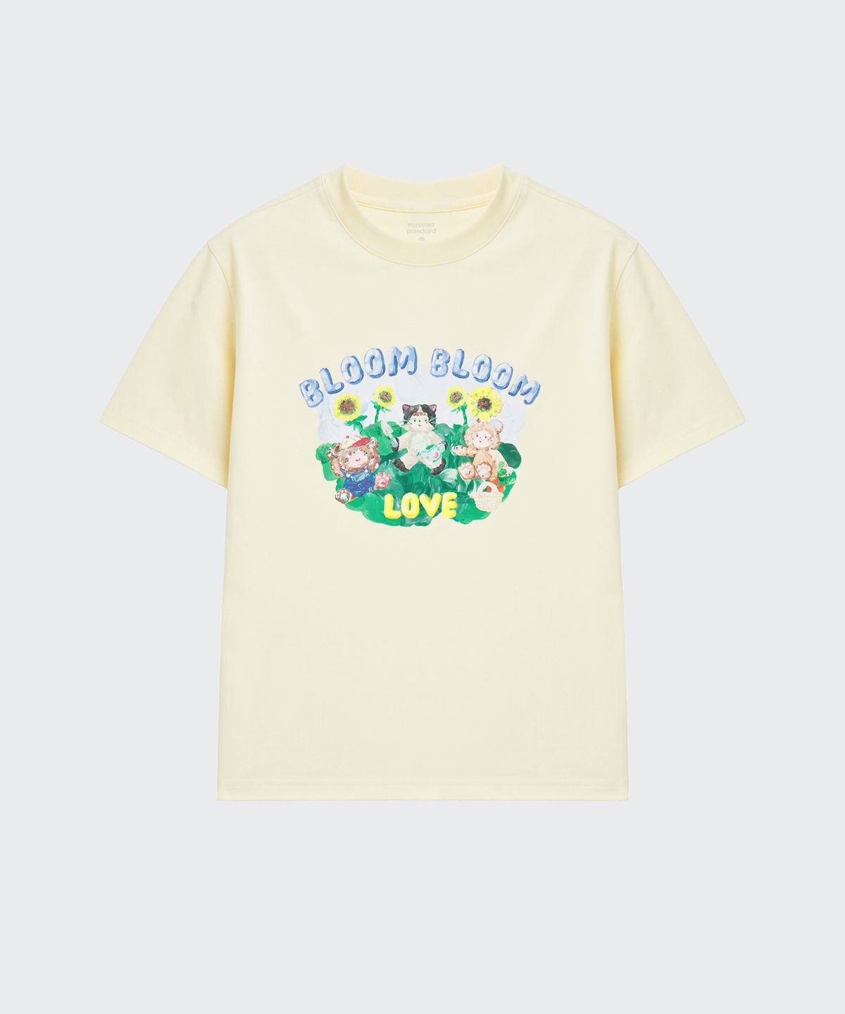 무신사 스탠다드 키즈(MUSINSA STANDARD KIDS) [슬로코스터 컬래버] 블룸블룸 티셔츠 [레몬크림]