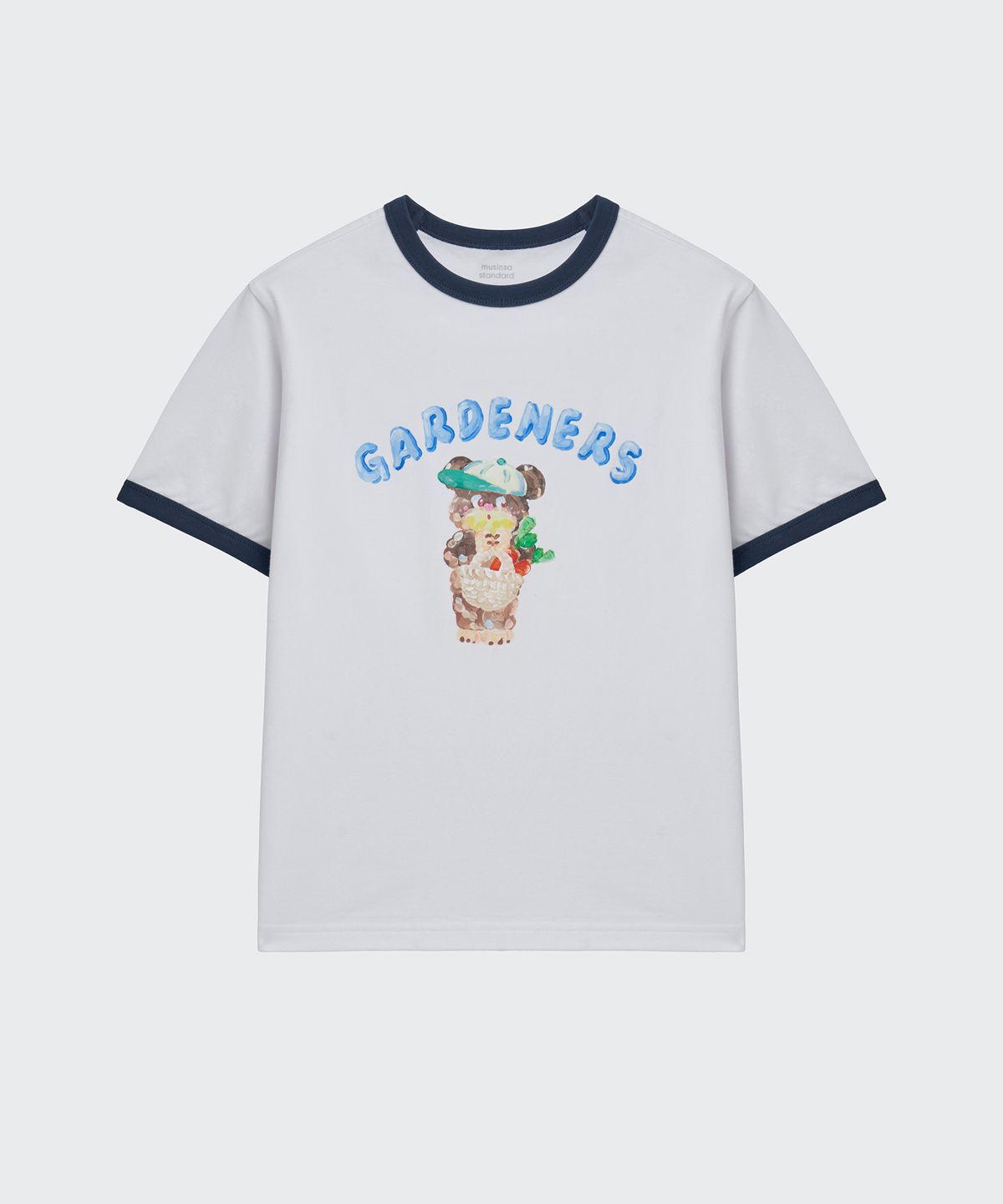 무신사 스탠다드 키즈(MUSINSA STANDARD KIDS) [슬로코스터 컬래버] 가드너스 링거 티셔츠 [화이트]