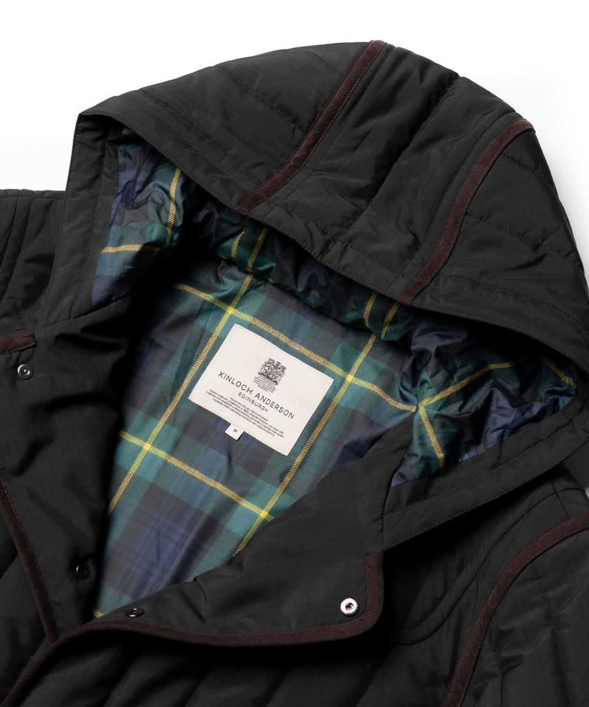 에든버러클럽(EDINBURGH CLUB) RIPSTOP HOODED VERTICAL QUILTED LONG JUMPER (BLACK)