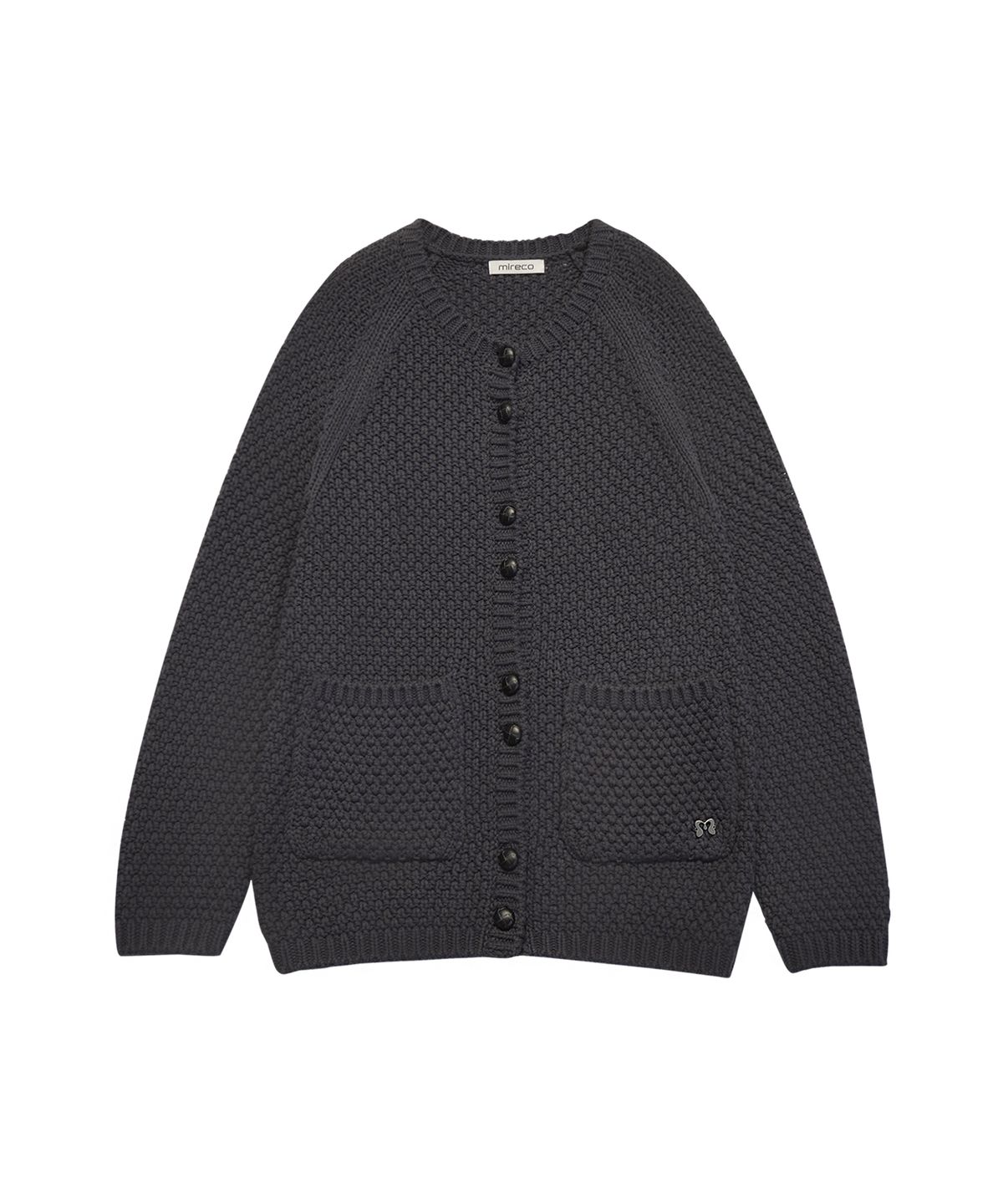 미레코(MIRECO) TURTLE-BUTTON KNIT CARDIGAN CHARCOAL