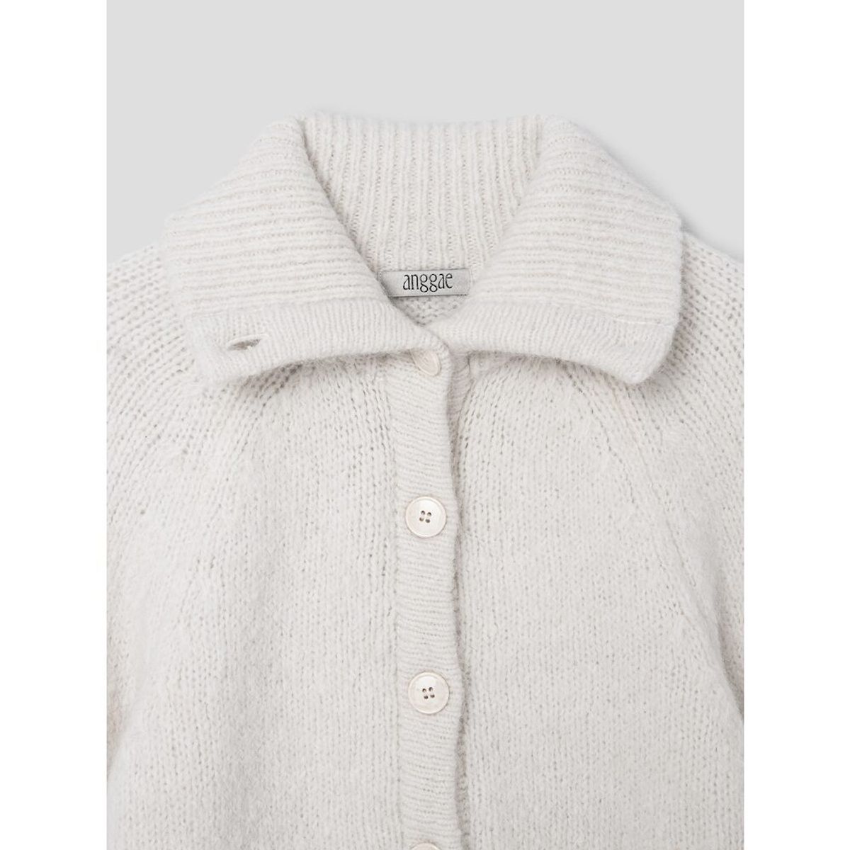 앙개(ANGGAE) High Collar Neck Cardigan  Ivory