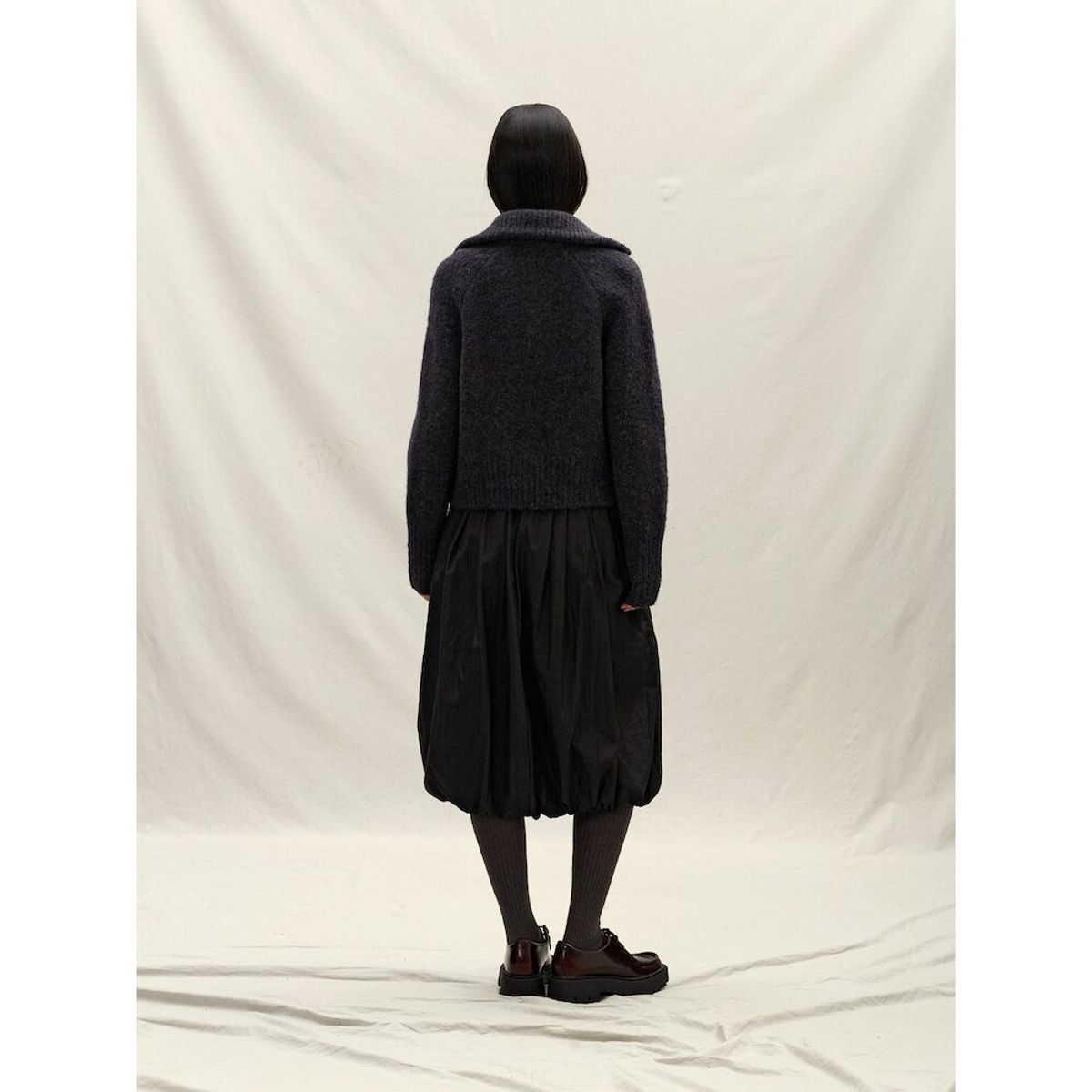 앙개(ANGGAE) High Collar Neck Cardigan  Dark Grey