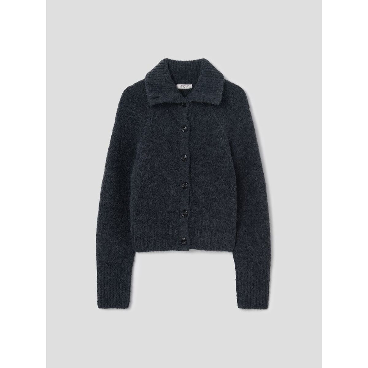 앙개(ANGGAE) High Collar Neck Cardigan  Dark Grey