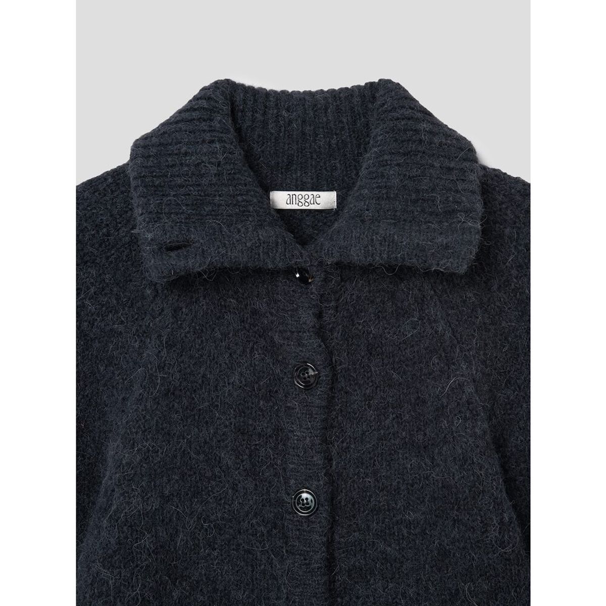 앙개(ANGGAE) High Collar Neck Cardigan  Dark Grey