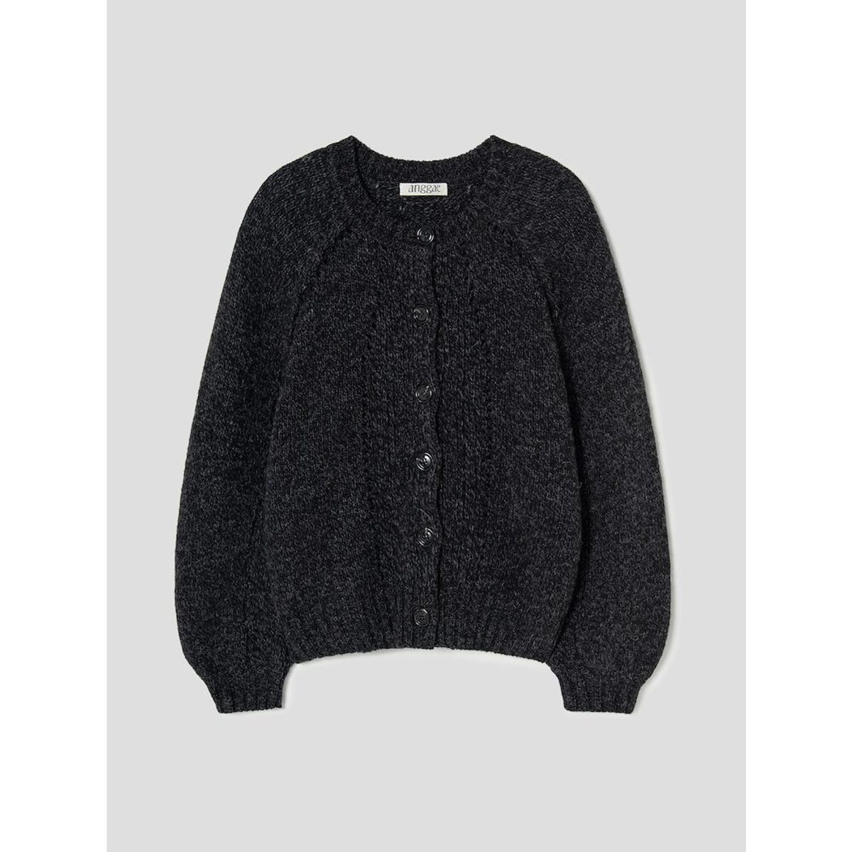앙개(ANGGAE) Wilted Knit Cardigan  Black