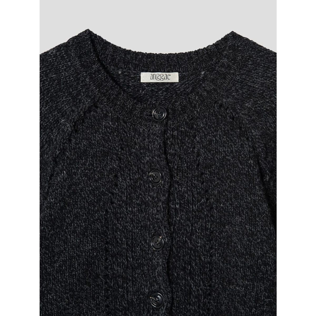 앙개(ANGGAE) Wilted Knit Cardigan  Black