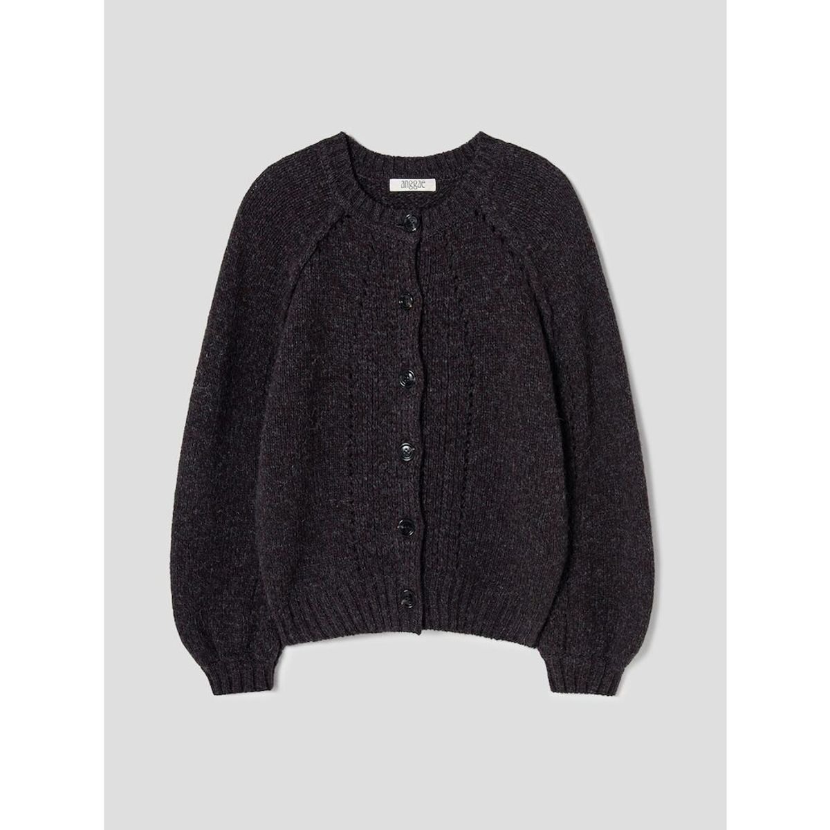 앙개(ANGGAE) Wilted Knit Cardigan  Brown