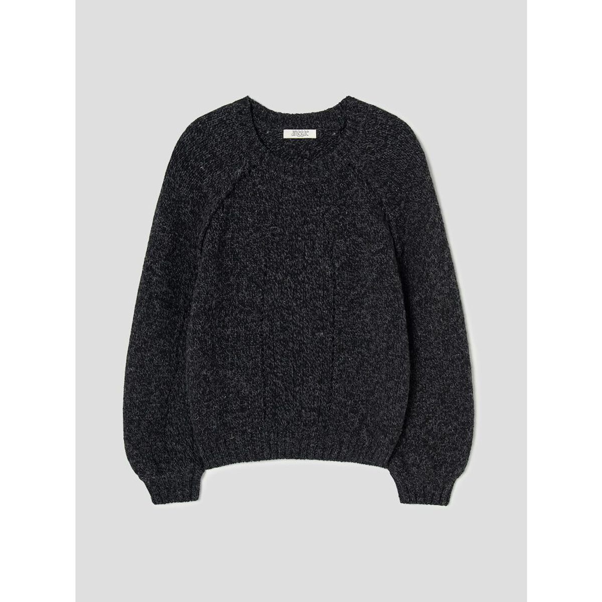 앙개(ANGGAE) Wilted Knit Pullover  Black
