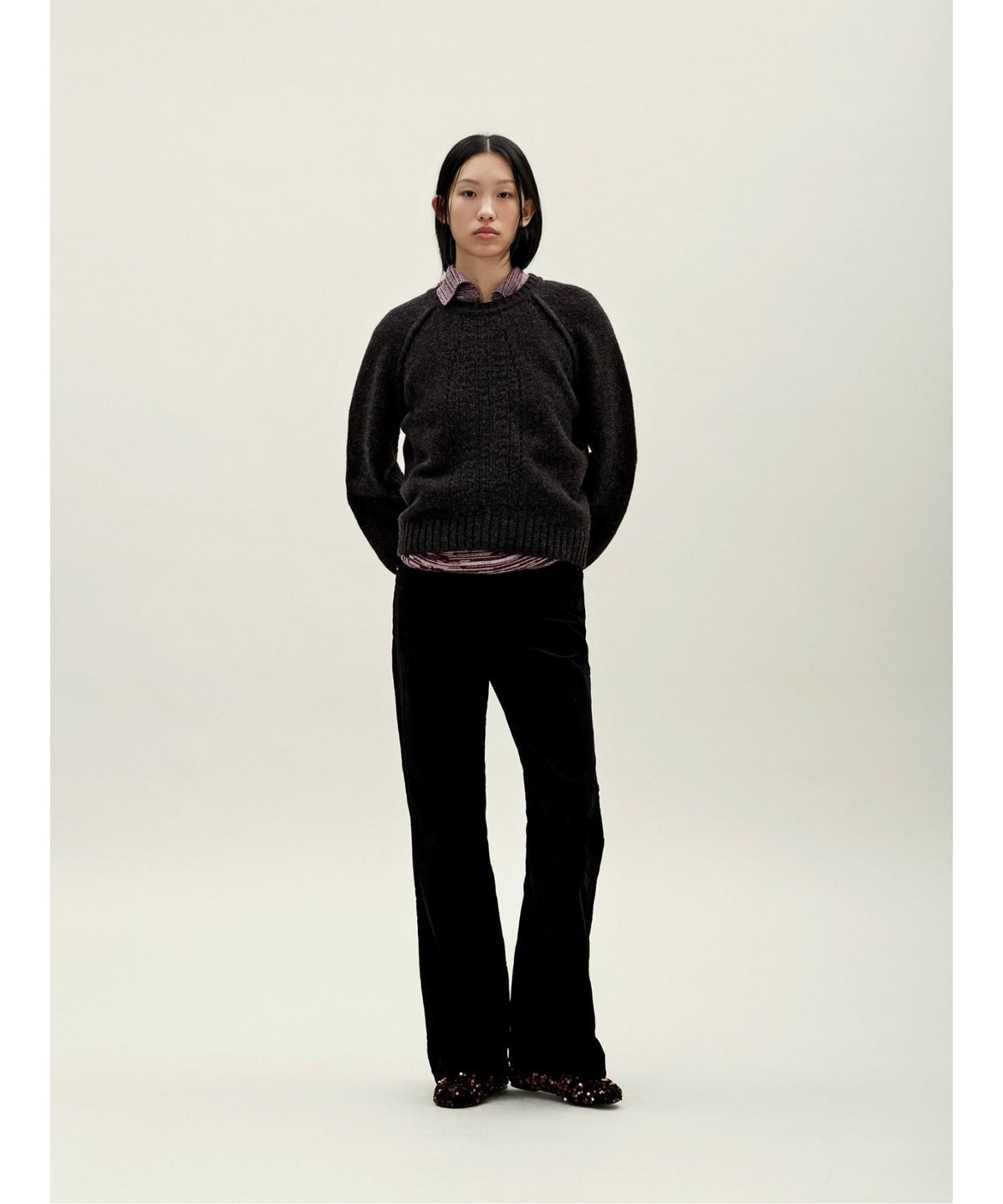 앙개(ANGGAE) Wilted Knit Pullover  Brown