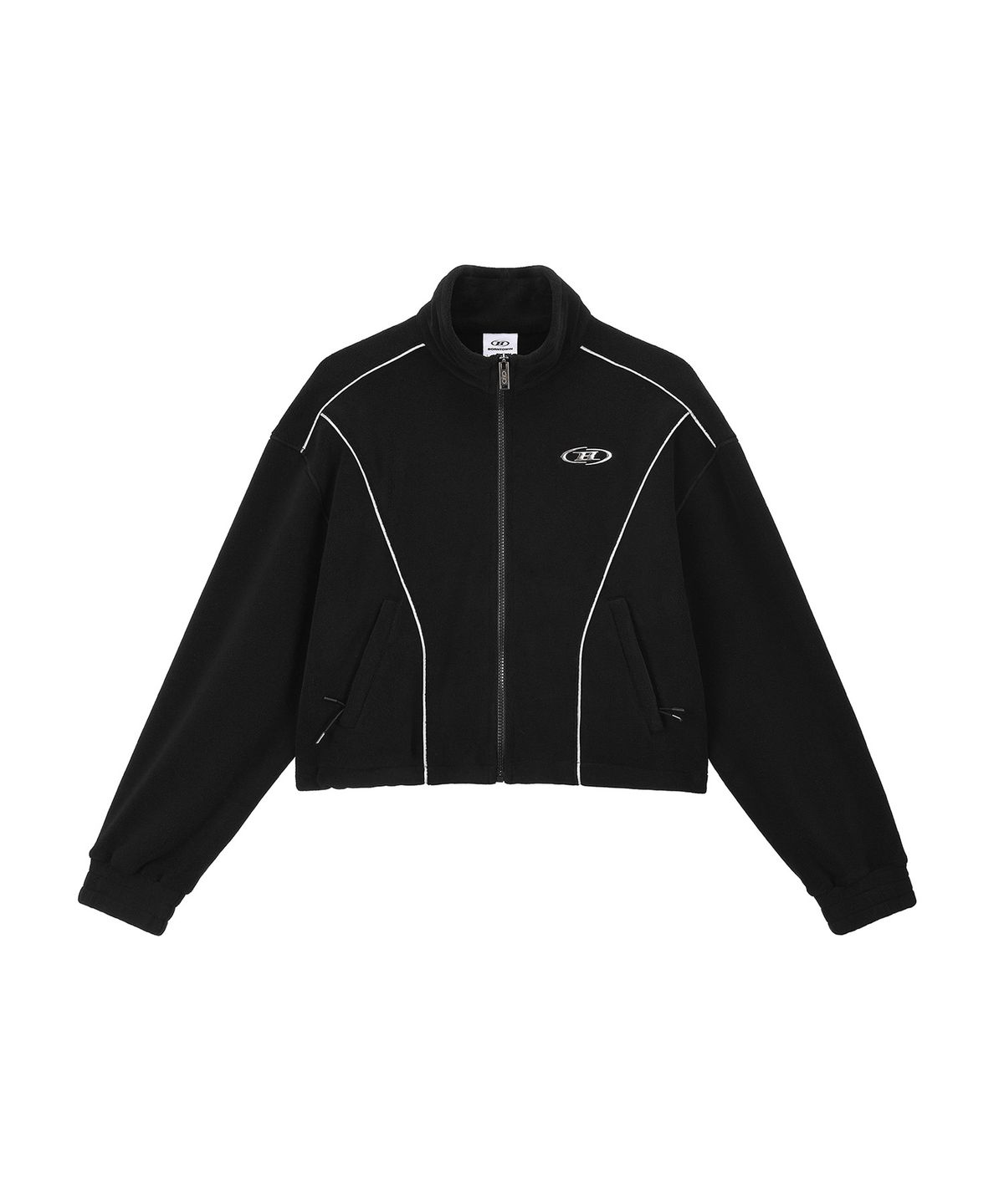 본투윈(BORN TO WIN) W CHROME B FLEECE CROP JACKET [BLACK]