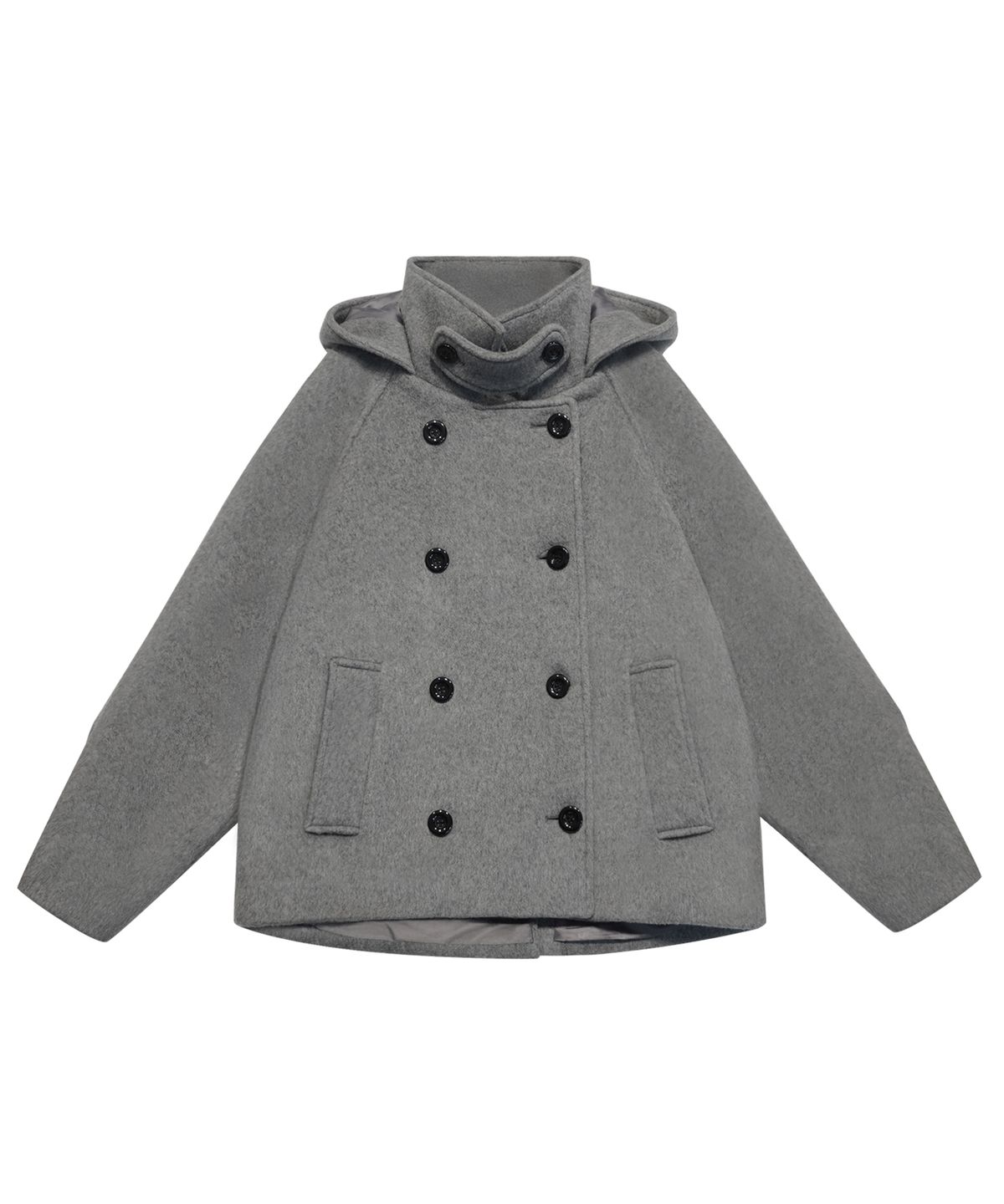 미레코(MIRECO) HOODED DOUBLE HALF COAT GREY