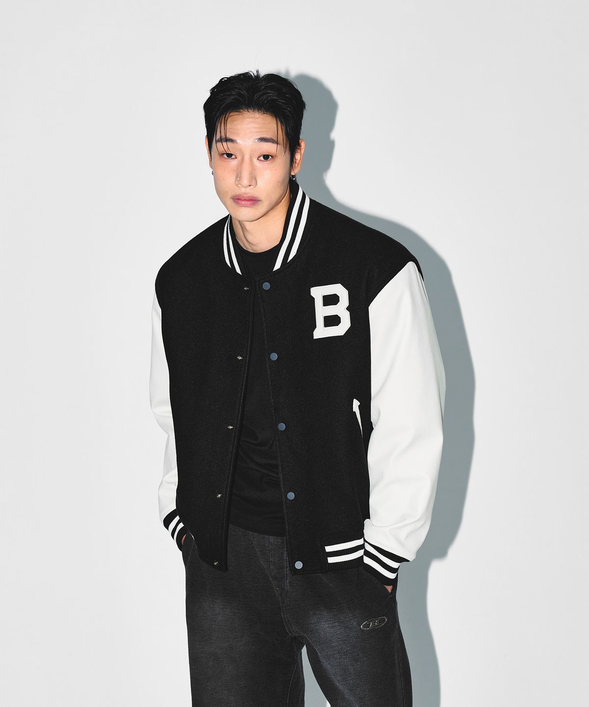 본투윈(BORN TO WIN) ATHLETIC VARSITY QUILTED JACKET [BLACK]