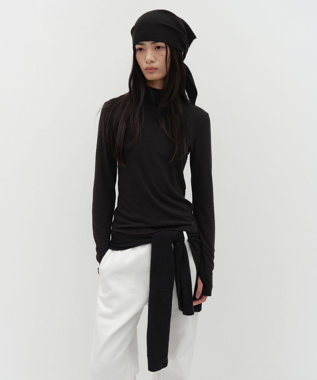 로우타이드(LOW TIDE) KNIT SHAWL [BLACK]