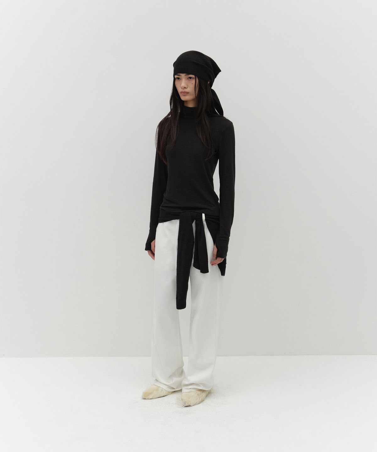 로우타이드(LOW TIDE) KNIT SHAWL [BLACK]
