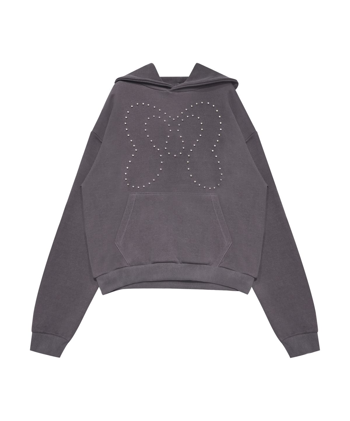 미레코(MIRECO) SYMBOL STUD PIGMENT HOODIE CHARCOAL