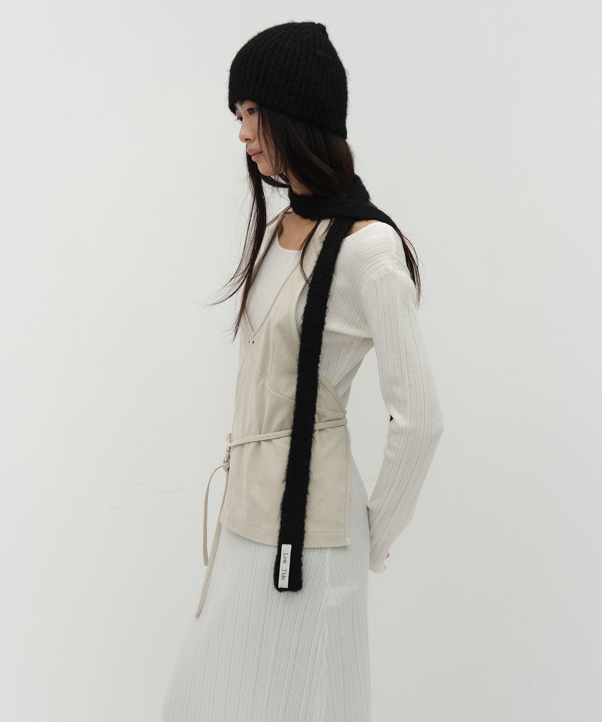 로우타이드(LOW TIDE) FLUFFY KNIT SCARF [BLACK]