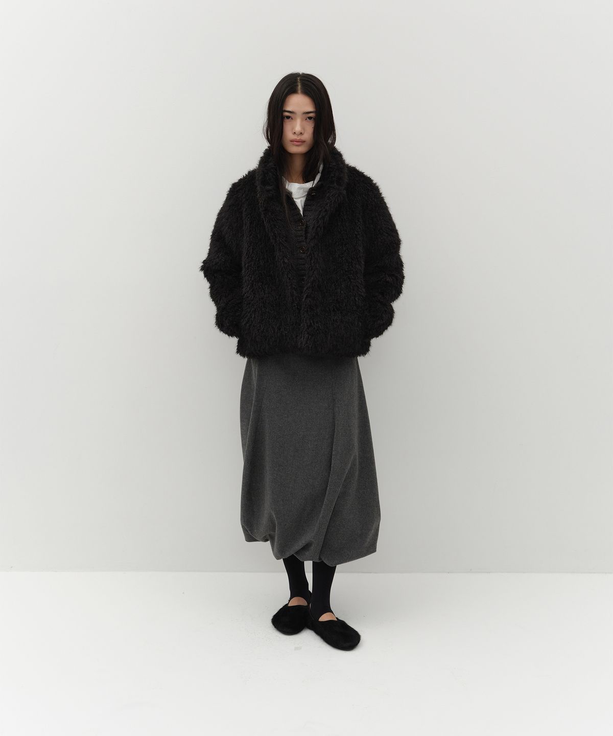 로우타이드(LOW TIDE) WOOL BALLOON SKIRT [GREY]