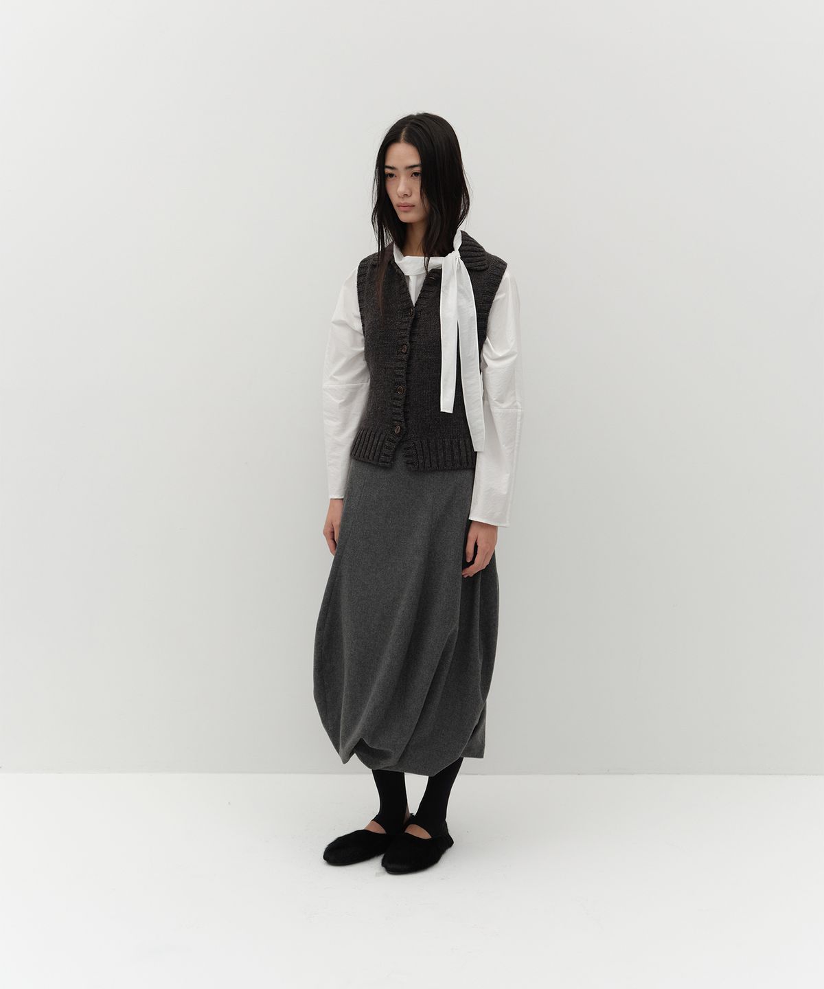 로우타이드(LOW TIDE) WOOL BALLOON SKIRT [GREY]
