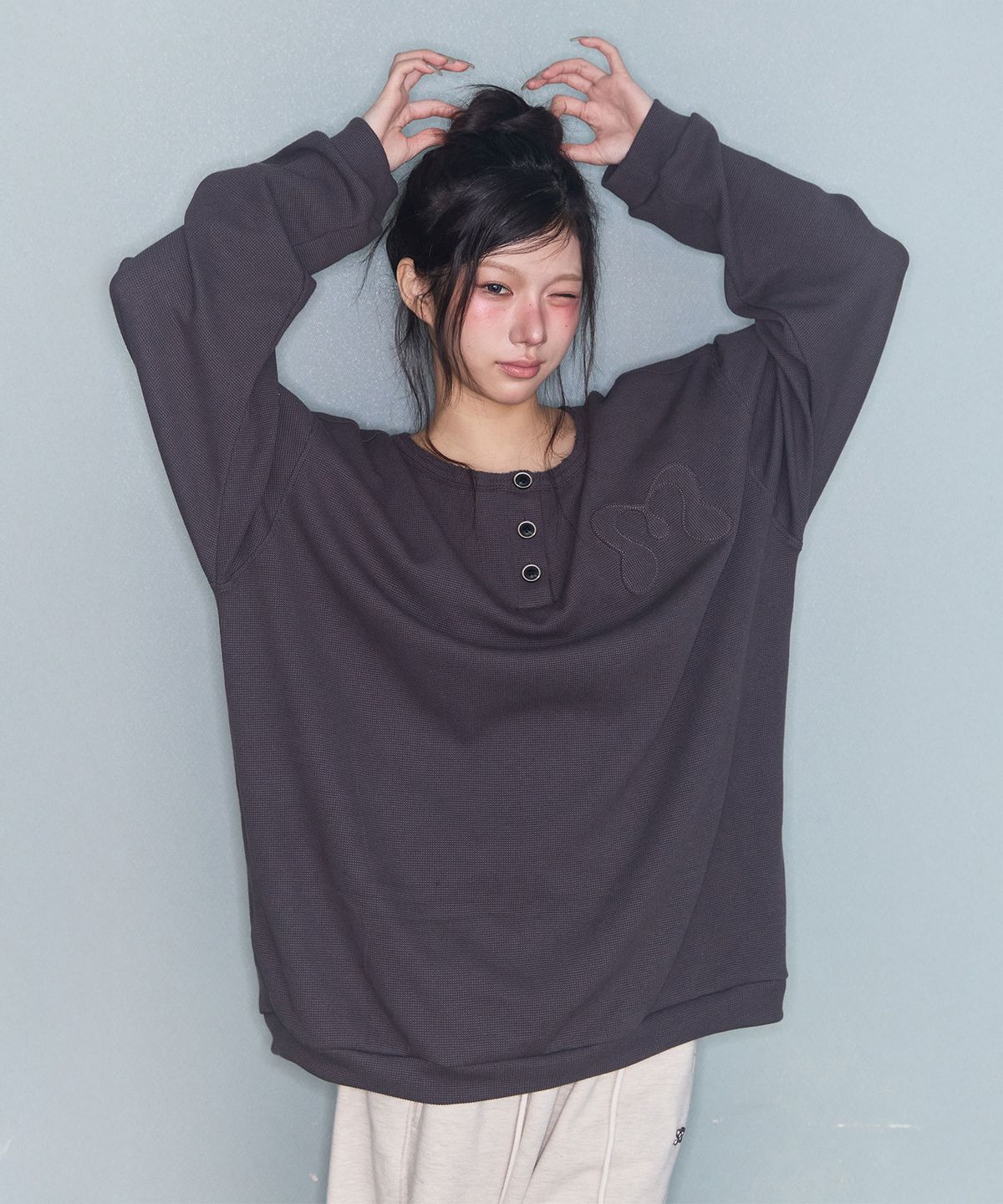 미레코(MIRECO) SYMBOL PIGMENT WAFFLE T CHARCOAL