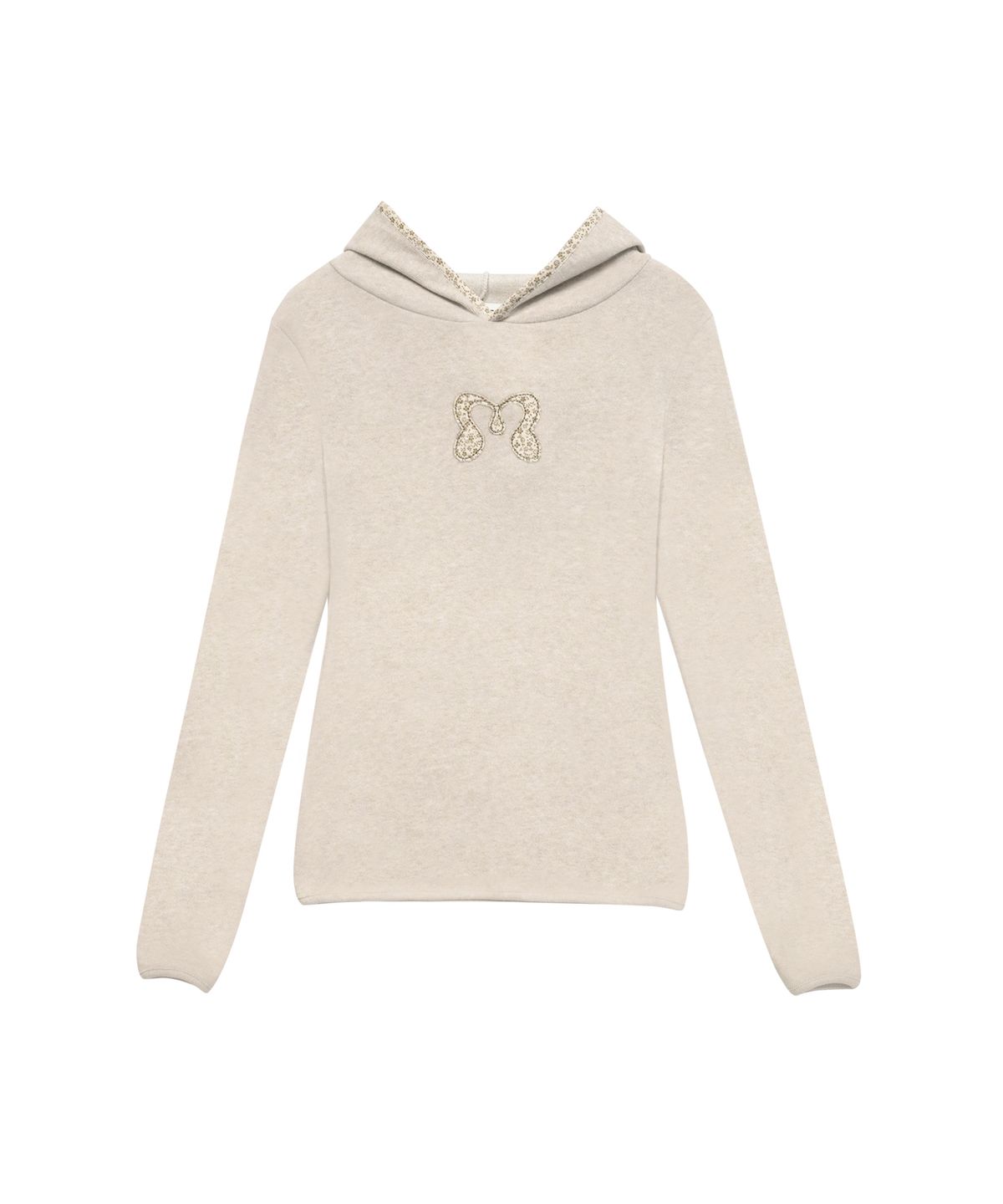 미레코(MIRECO) FLOWER PATCH HOODIE LONG SLEEVE BEIGE