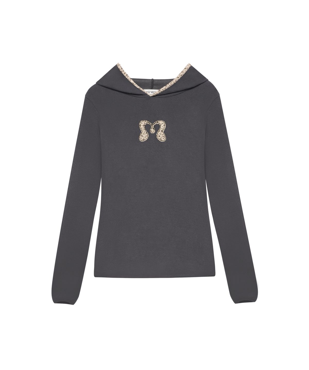 미레코(MIRECO) FLOWER PATCH HOODIE LONG SLEEVE CHARCOAL