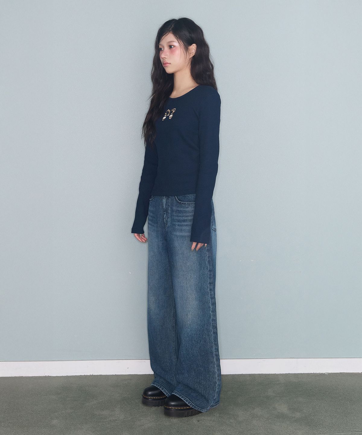미레코(MIRECO) SYMBOL PATCH WAFFLE T NAVY