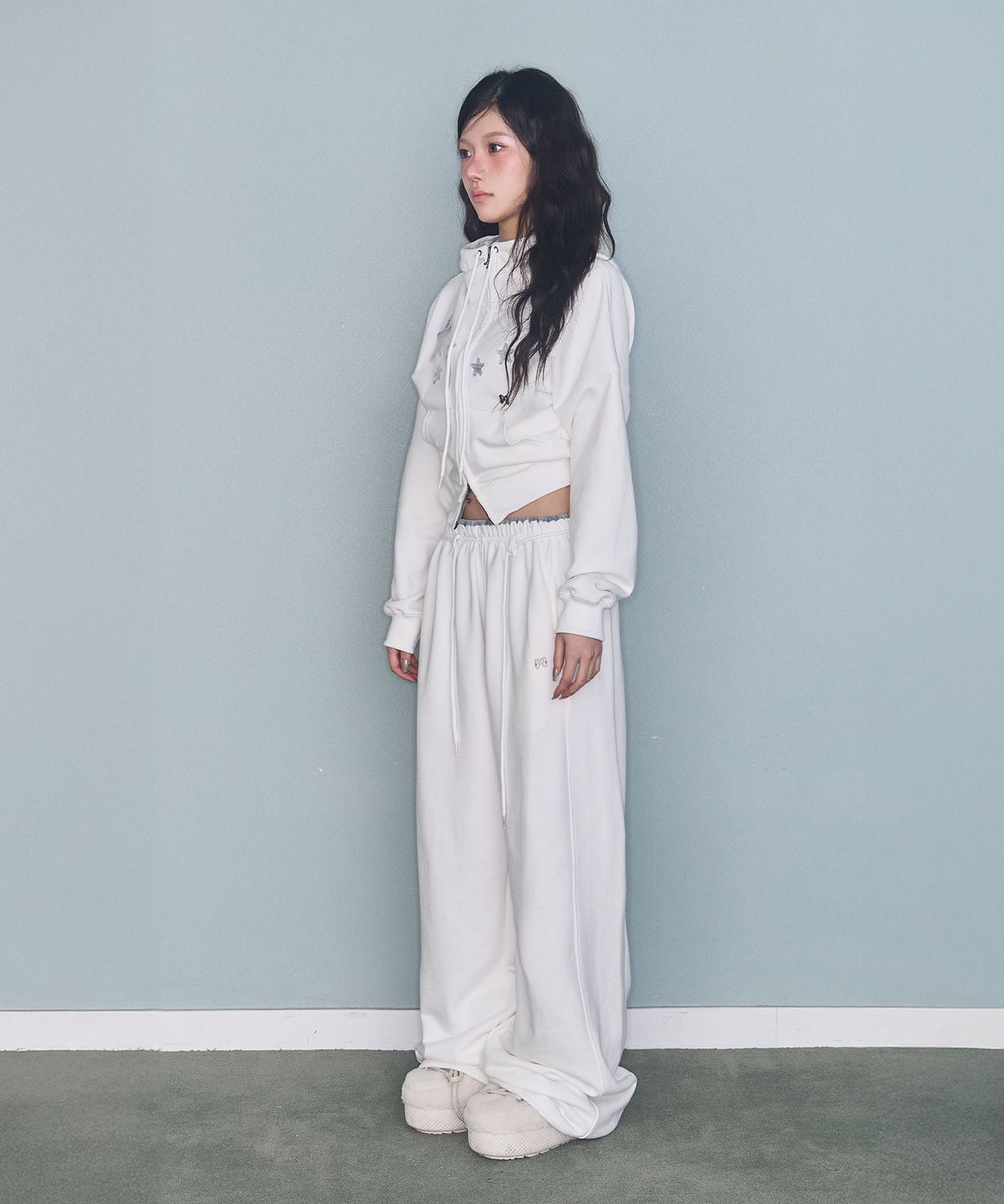 미레코(MIRECO) CONTRAST PATCH ZIP-UP IVORY