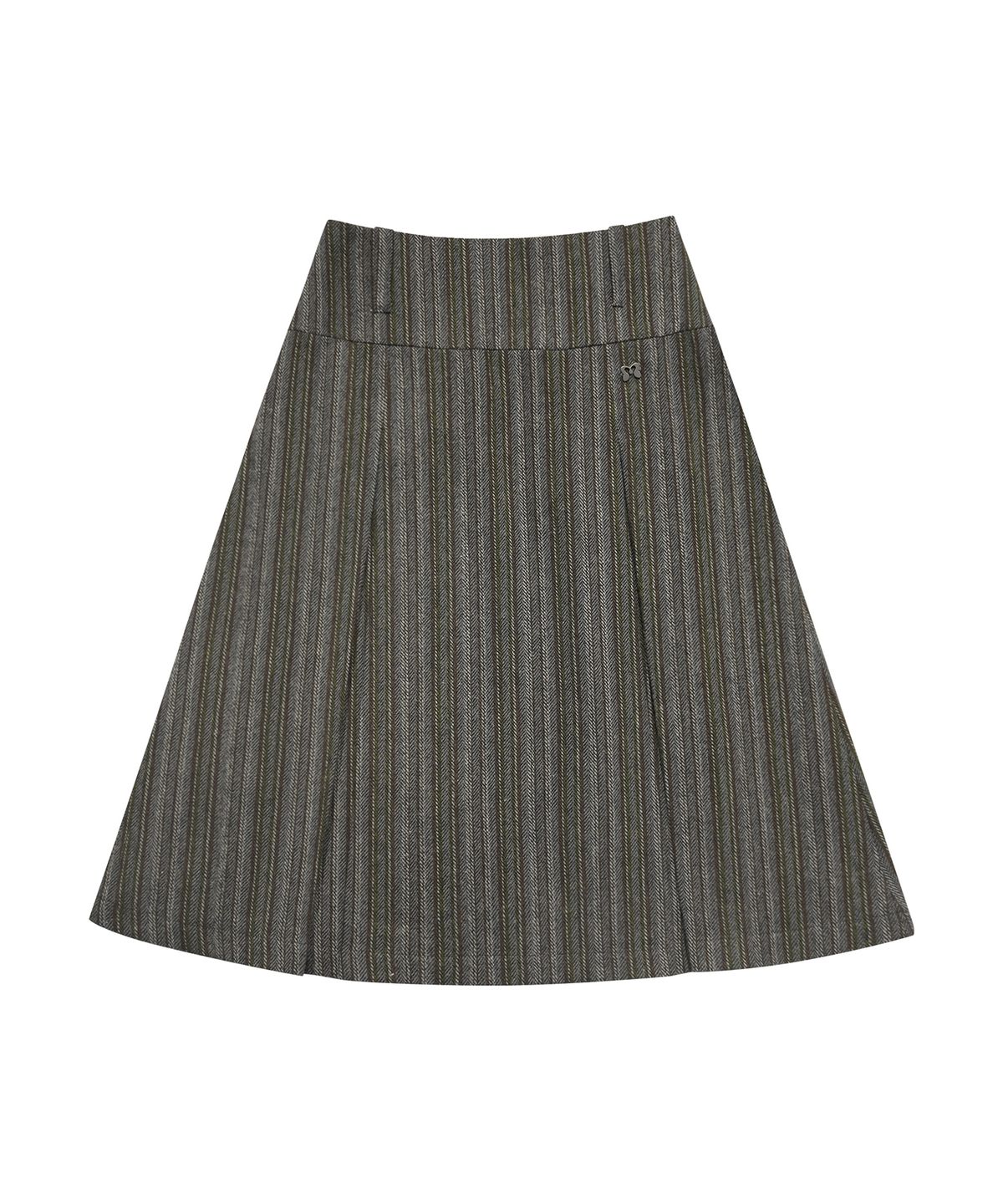 미레코(MIRECO) PLEATED PATTERN MIDI SK KHAKI GREY