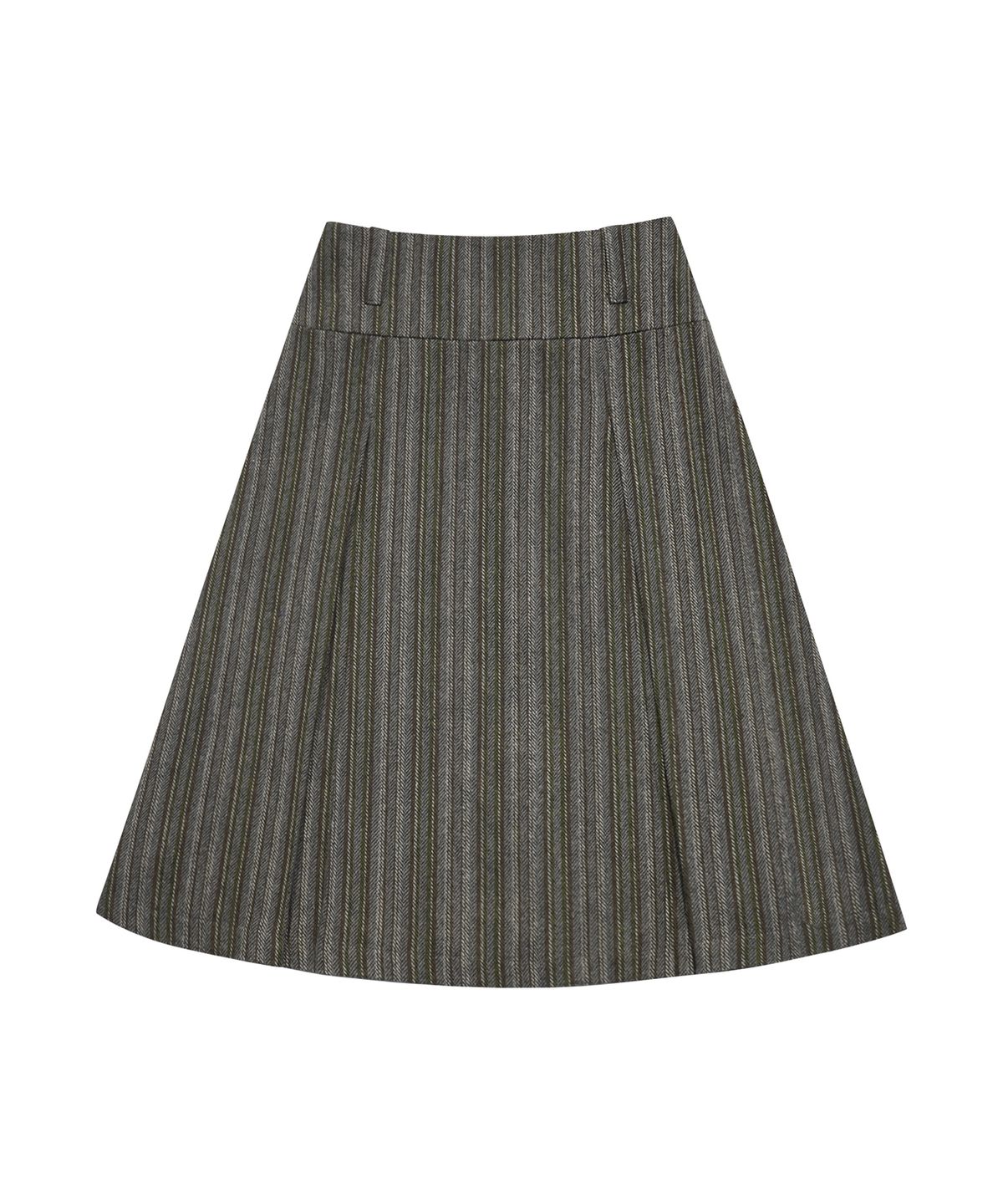 미레코(MIRECO) PLEATED PATTERN MIDI SK KHAKI GREY