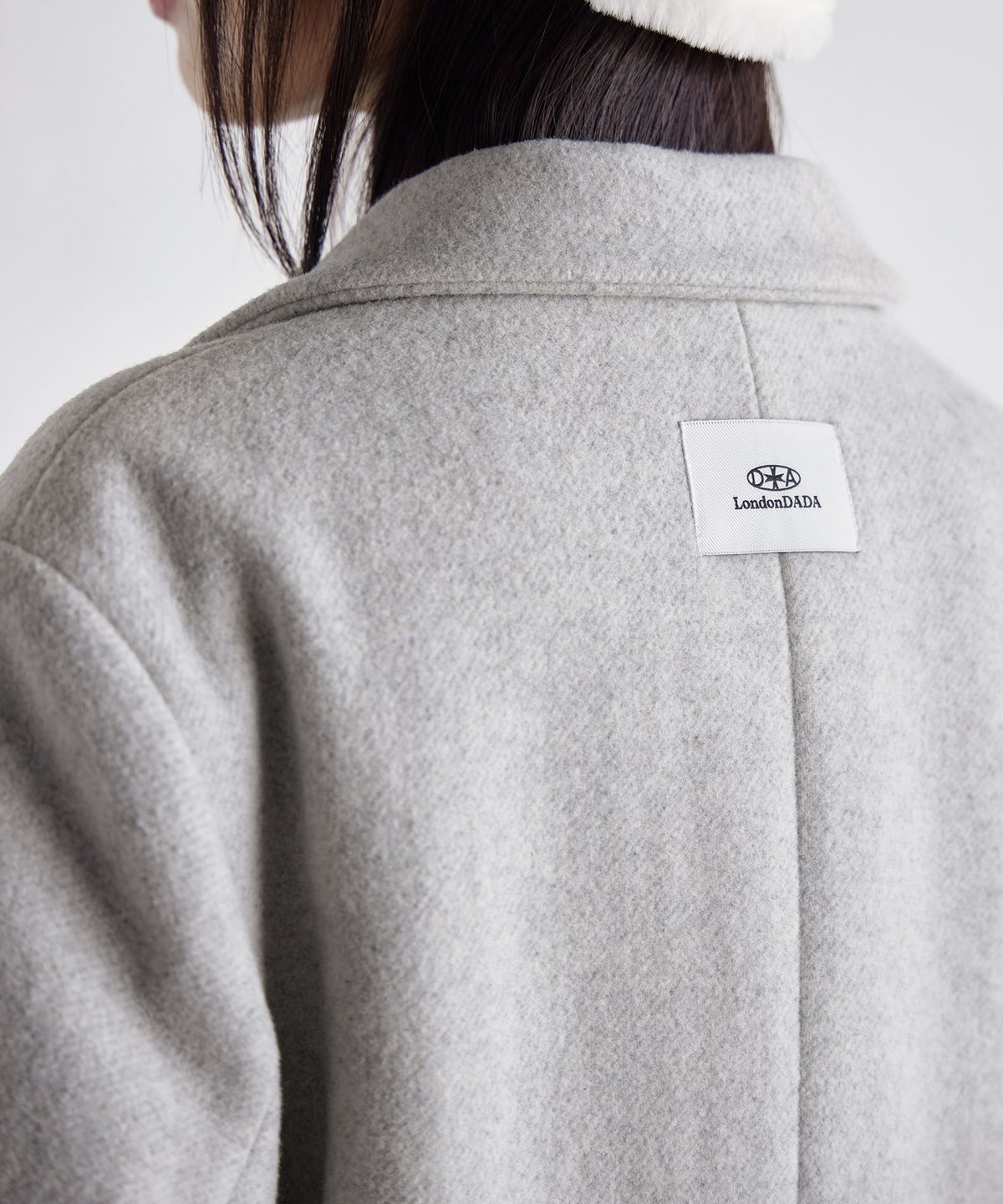 런던다다(LONDONDADA) OVERSIZED FIT PENDANT SINGLE WOOL JACKET, MOON GREY