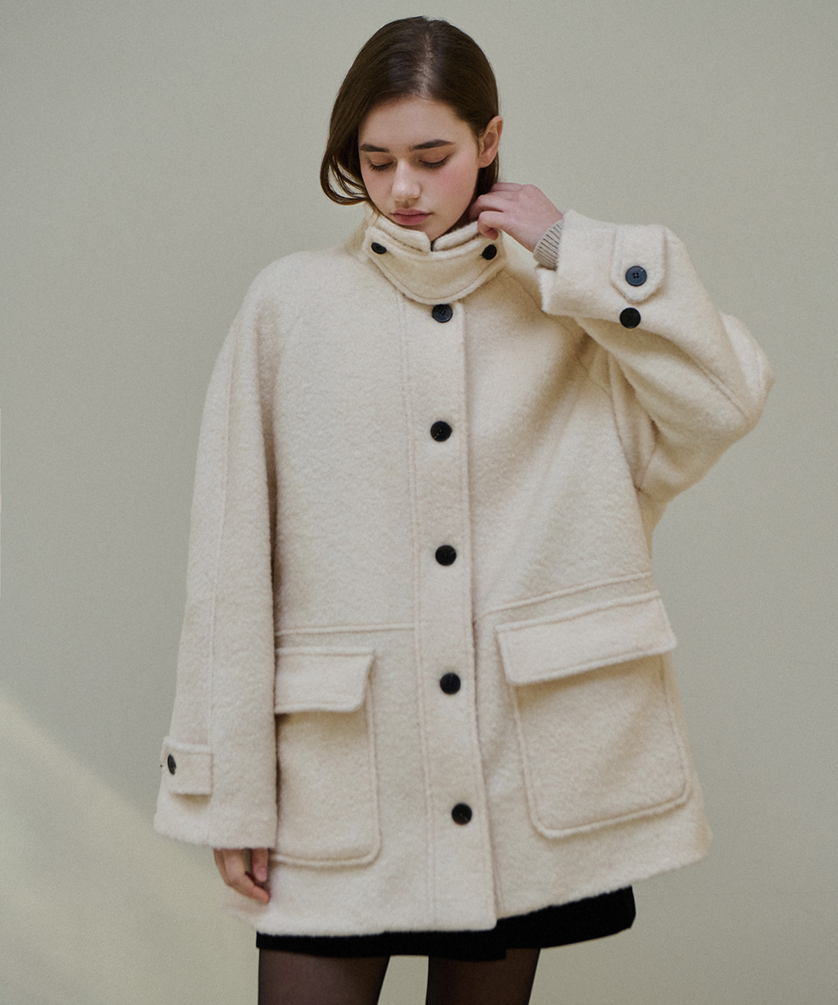 슬로우롤리(SLOWLOLLI) Fluffy mood boucle coat_3 Colors