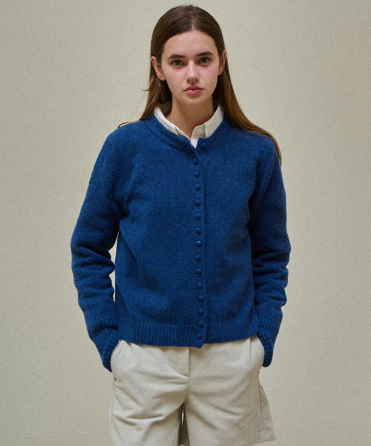 슬로우롤리(SLOWLOLLI) Bean button wool knit cardign_5 Colors