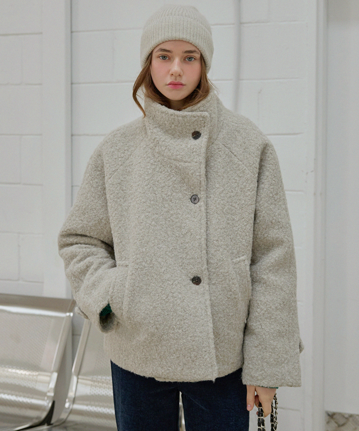 슬로우롤리(SLOWLOLLI) Teddy boucle half coat_3 Colors