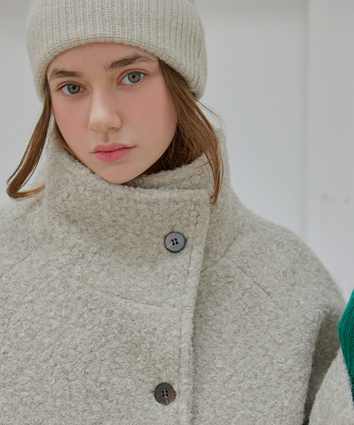 슬로우롤리(SLOWLOLLI) Teddy boucle half coat_3 Colors