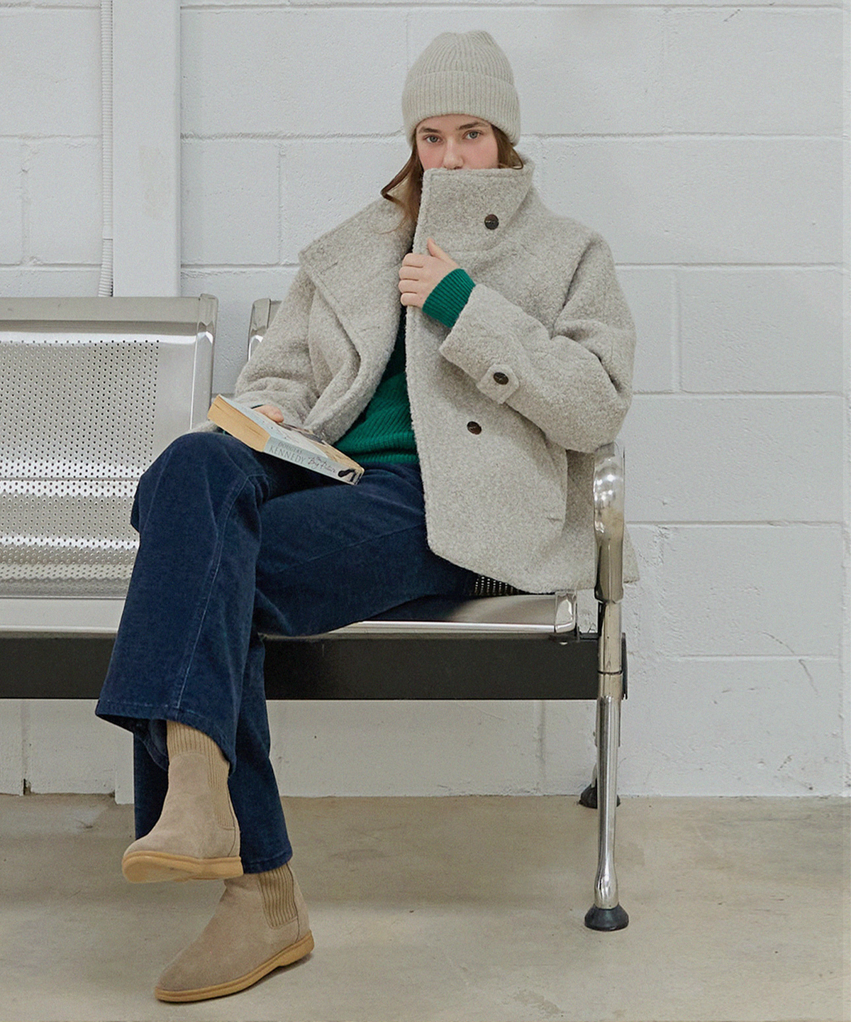 슬로우롤리(SLOWLOLLI) Teddy boucle half coat_3 Colors