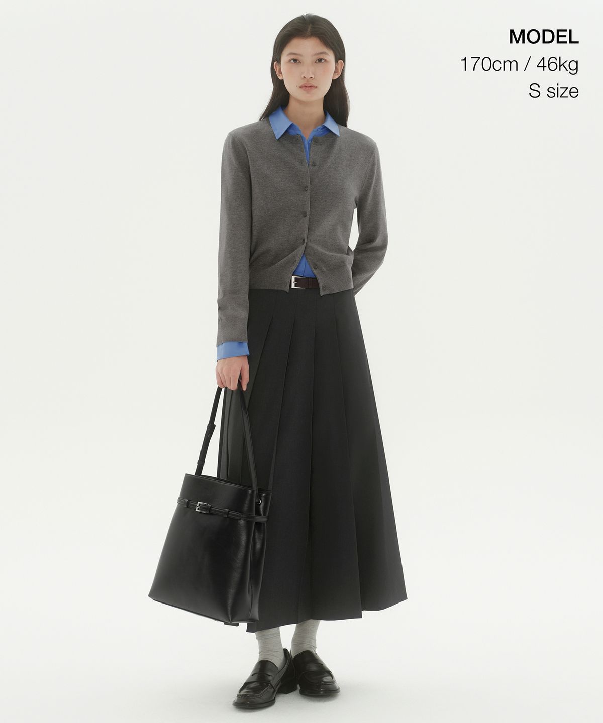 무신사 스탠다드 우먼(MUSINSA STANDARD WOMAN) 우먼즈 로 웨이스트 플리츠 맥시 스커트 [그레이]