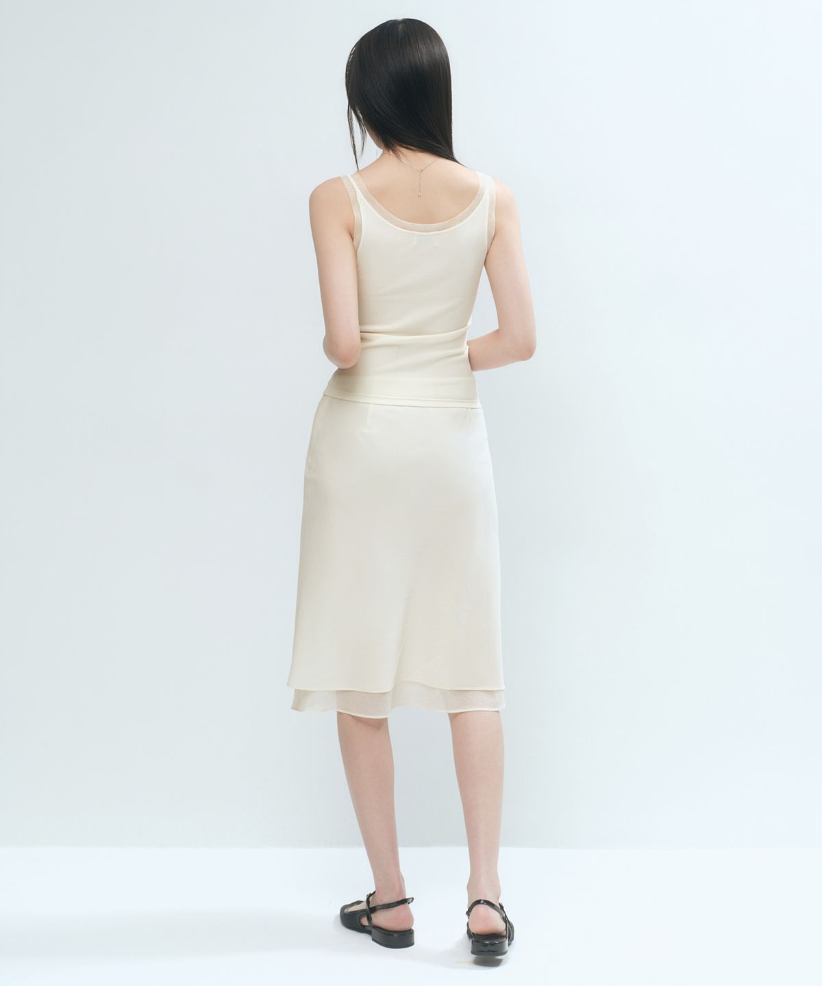 무신사 스탠다드 우먼(MUSINSA STANDARD WOMAN) 우먼즈 더블 레이어 미디 스커트 [아이보리]